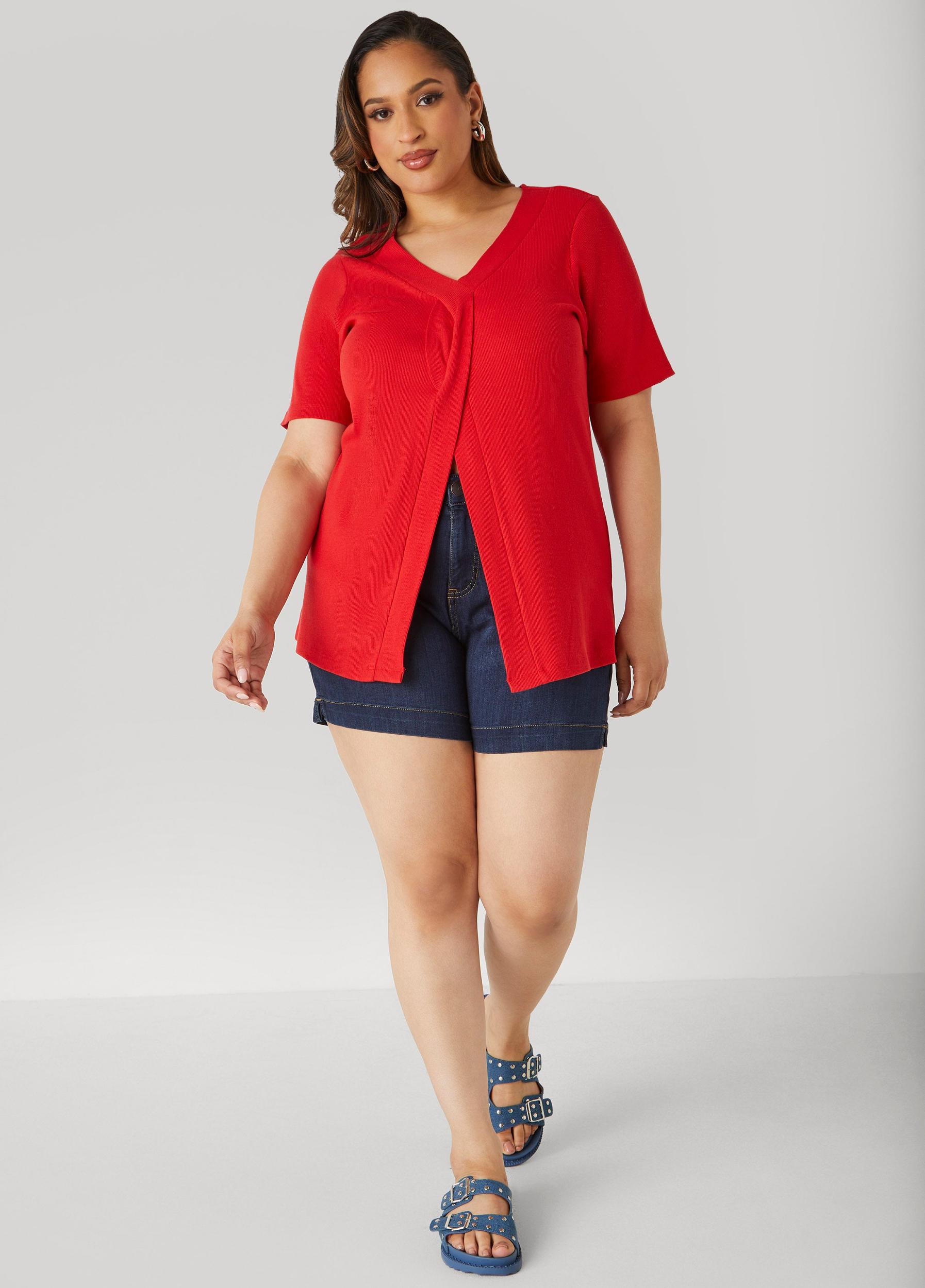 Plus Size Mid Rise Denim Shorts Ashley Stewart Product Image