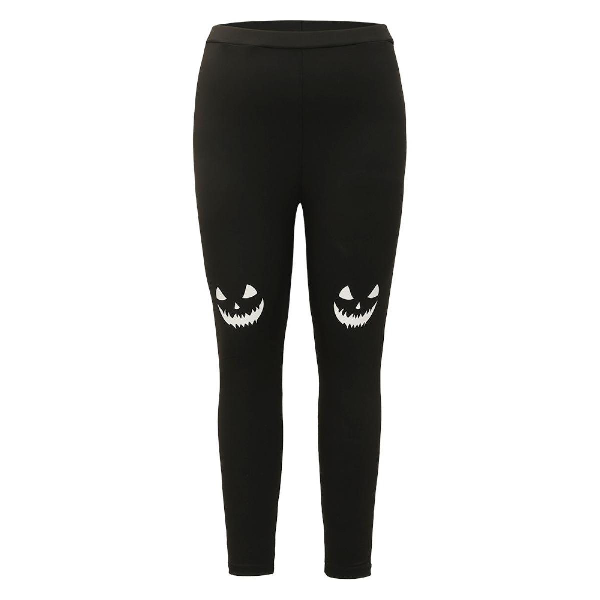 Plus Size High Rise Halloween Print Leggings Women Black Casual High stretch Skinny High Rise Festival-Halloween Leggings BloomChic 10/M Product Image