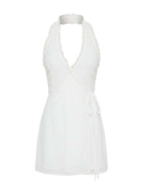 Taija Wrap Mini Dress White Product Image