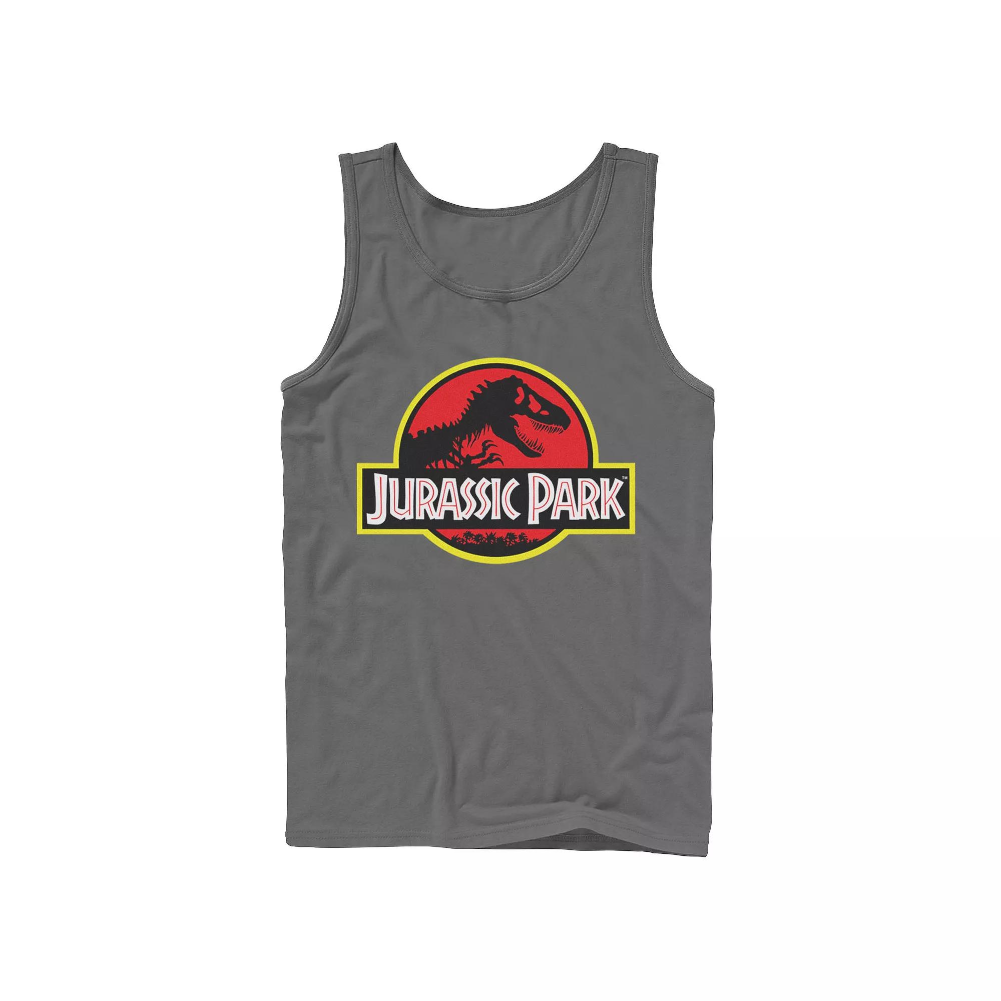 Men's Jurassic Park Red & Yellow Outline Logo Graphic Tank Top,  Product Image
