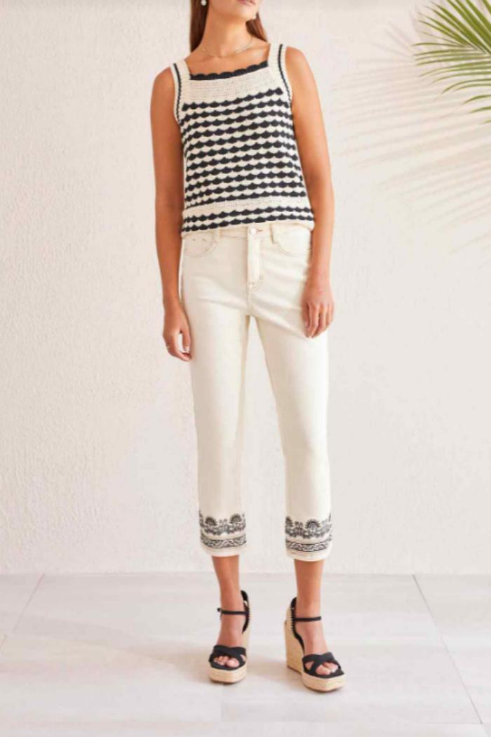 Audrey Straight Crop with Embroiderey Product Image