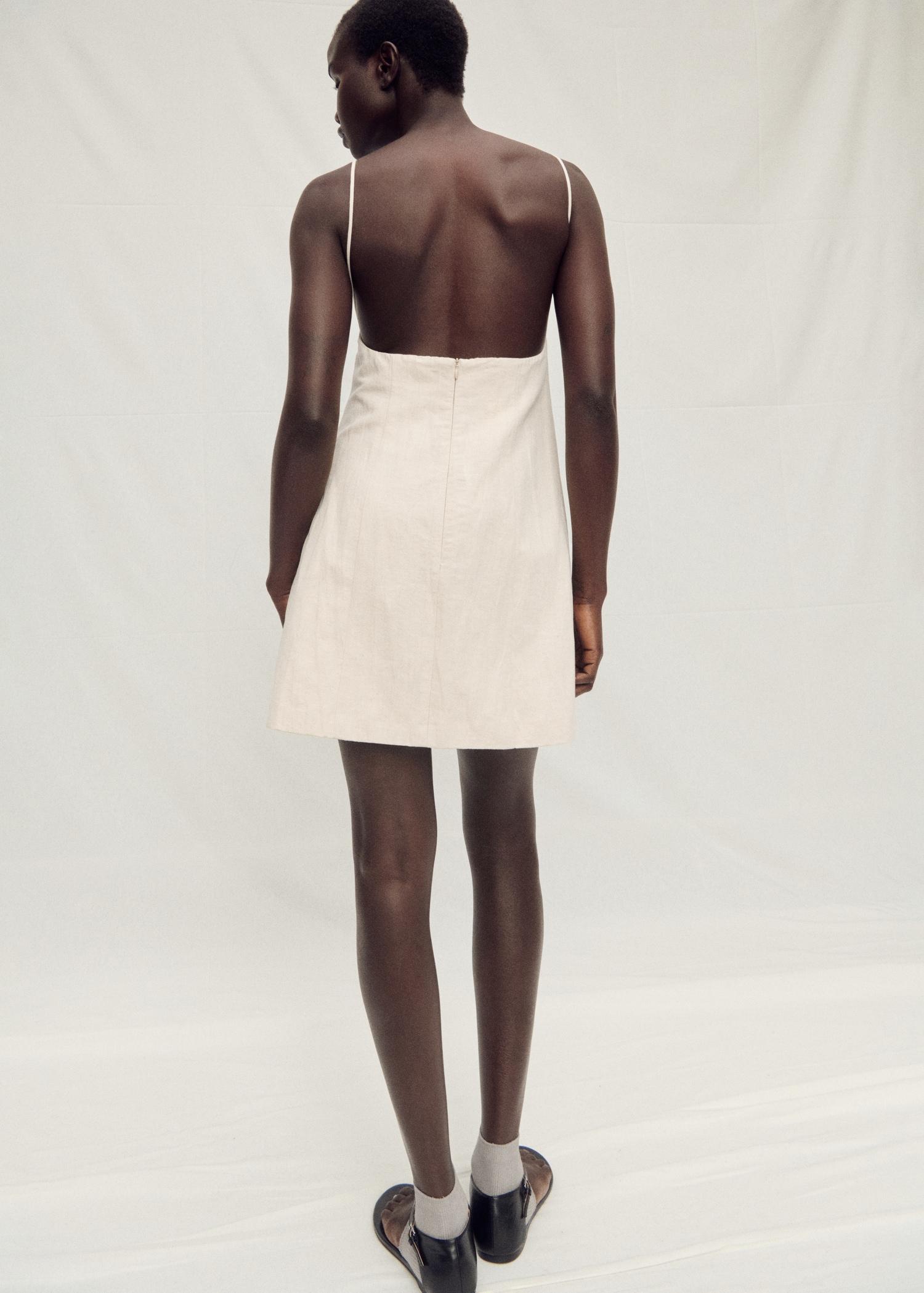 Cotton dress with frayed neckline - Women | MANGO USA Product Image