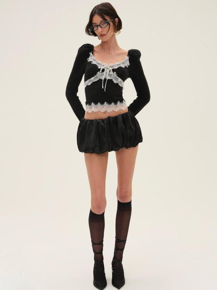 Lena Bubble Mini Skirt — Black Product Image