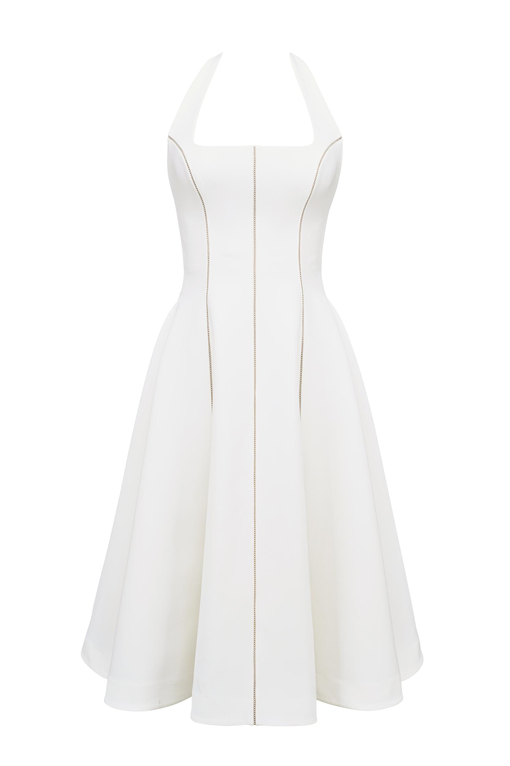 Loulou  ivory halter neck midi dress Product Image