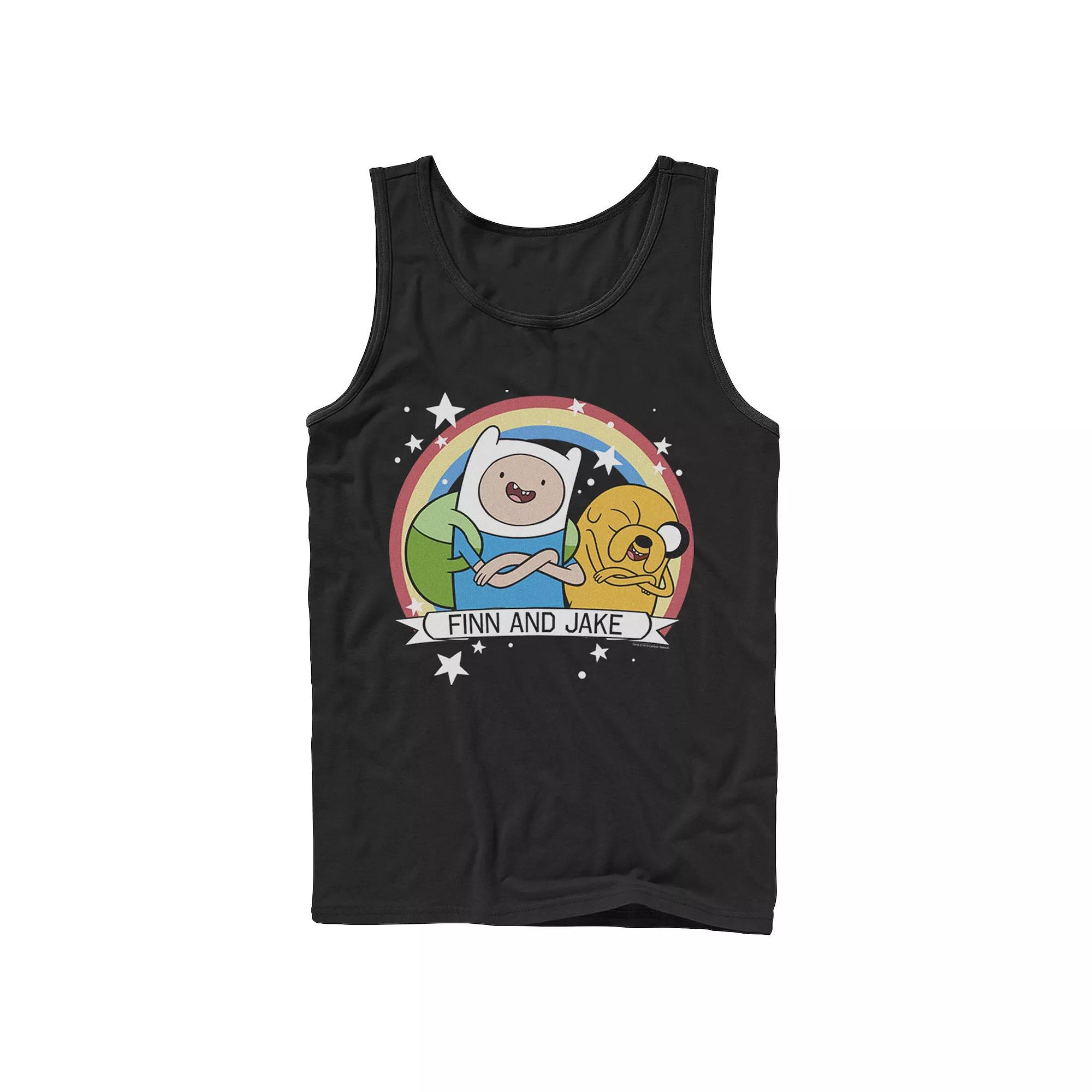 Men's Cartoon Network Adventure Time Finn & Jake Rainbow Banner Tank Top,  Product Image
