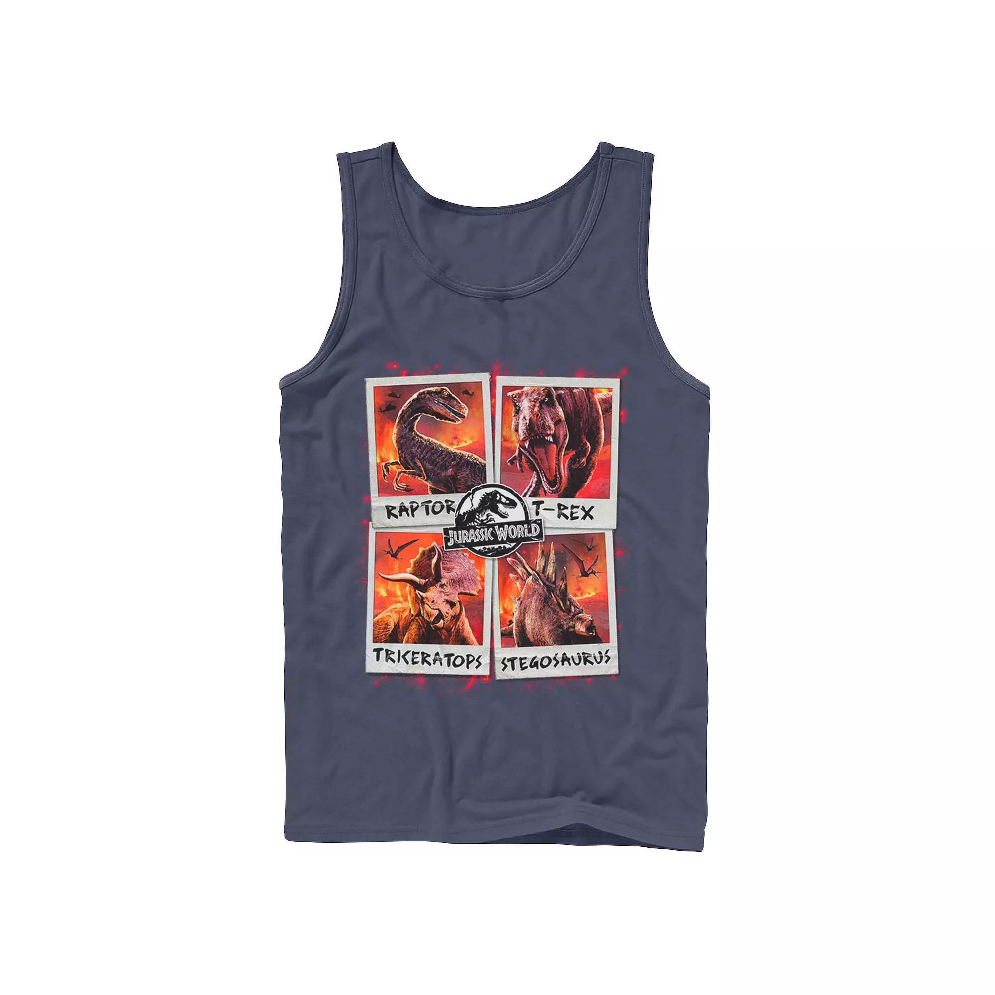Men's Jurassic World Two Dino Vacation Polaroids Tank Top,  Product Image