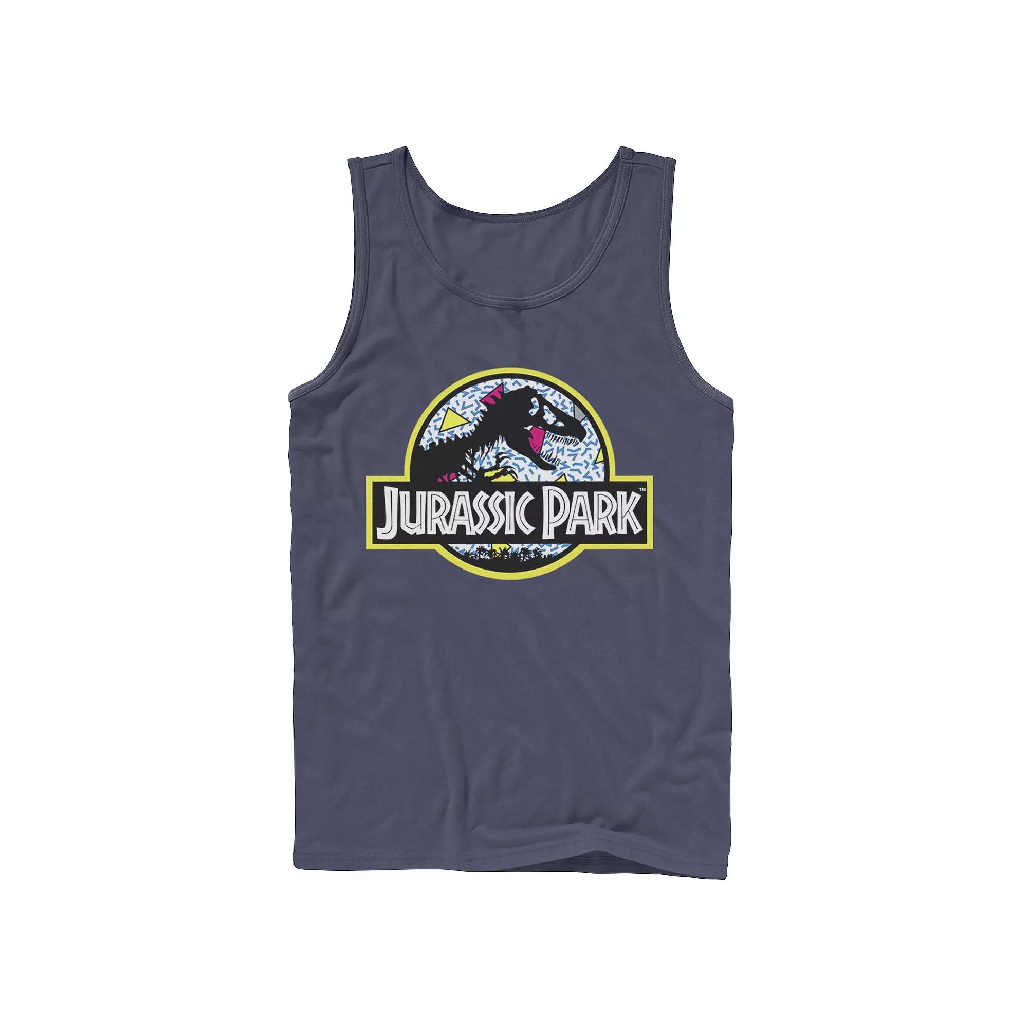 Men's Jurassic Park Blue Retro Classic Icon Tank Top,  Product Image