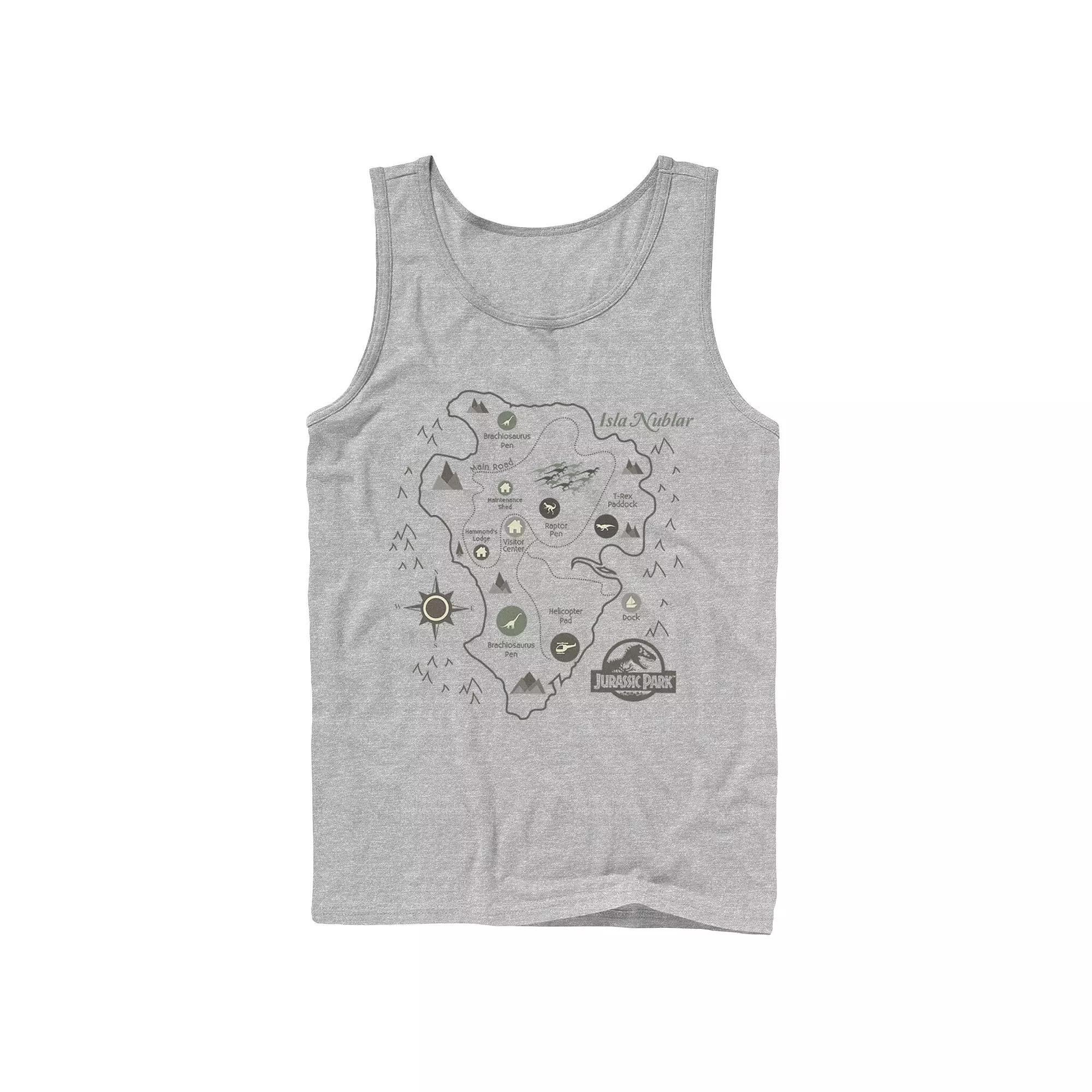 Men's Jurassic Park Map Birds Eye View Graphic Tank Top,  Product Image