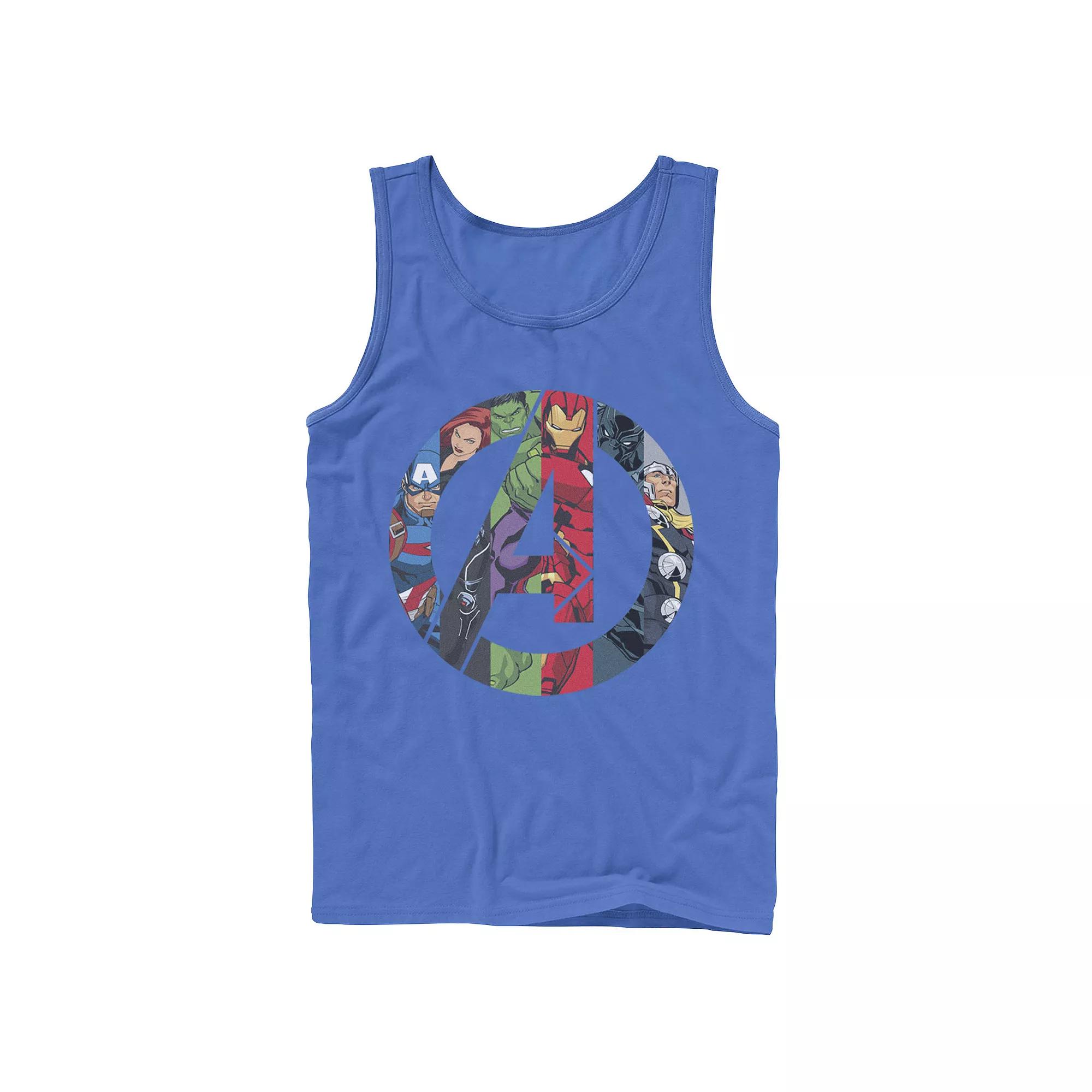 Men's Marvel Avengers Group Shot Comic Fill Logo Tank Top,  Product Image