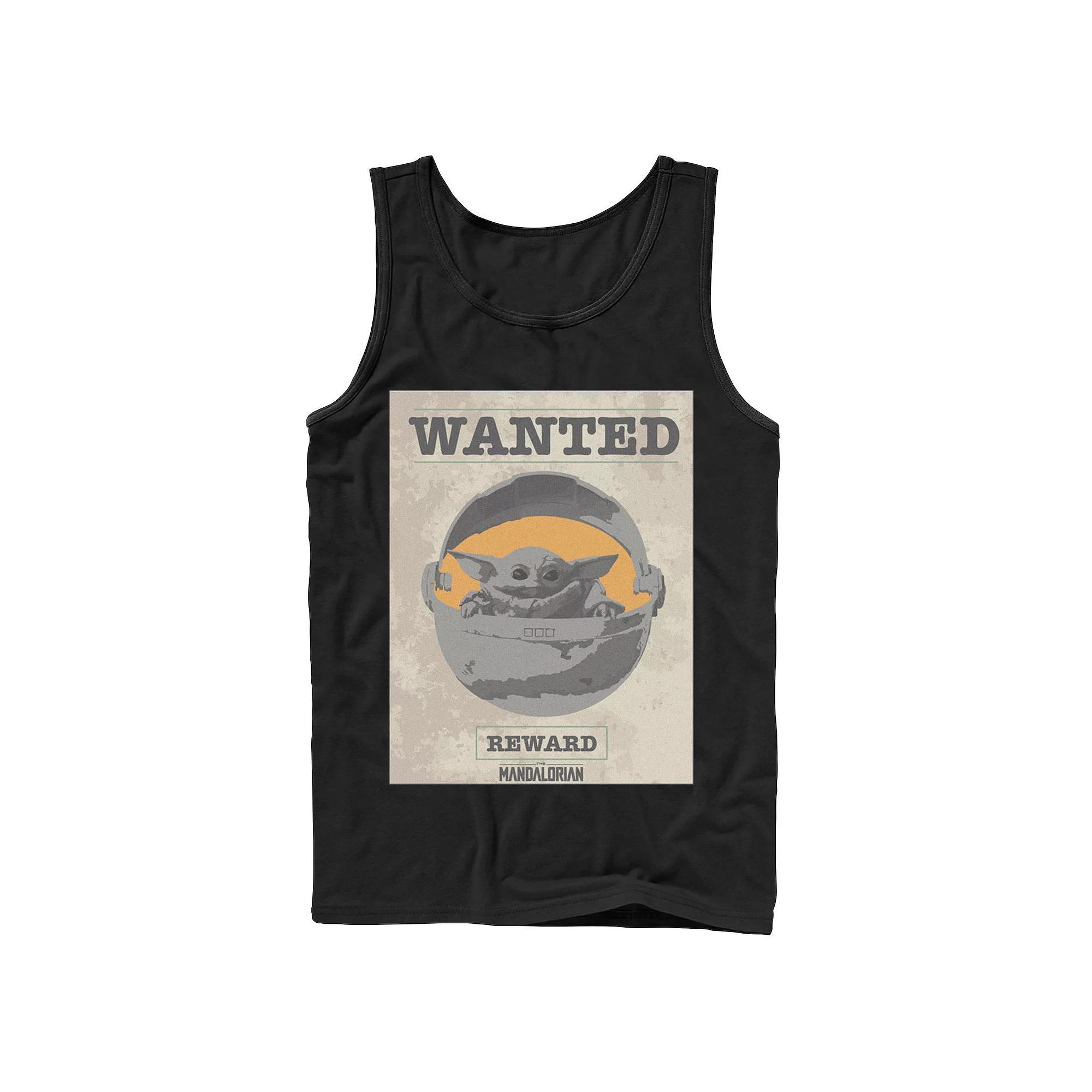 Men's Star Wars The Mandalorian The Child Wanted Poster Tank Top,  Product Image