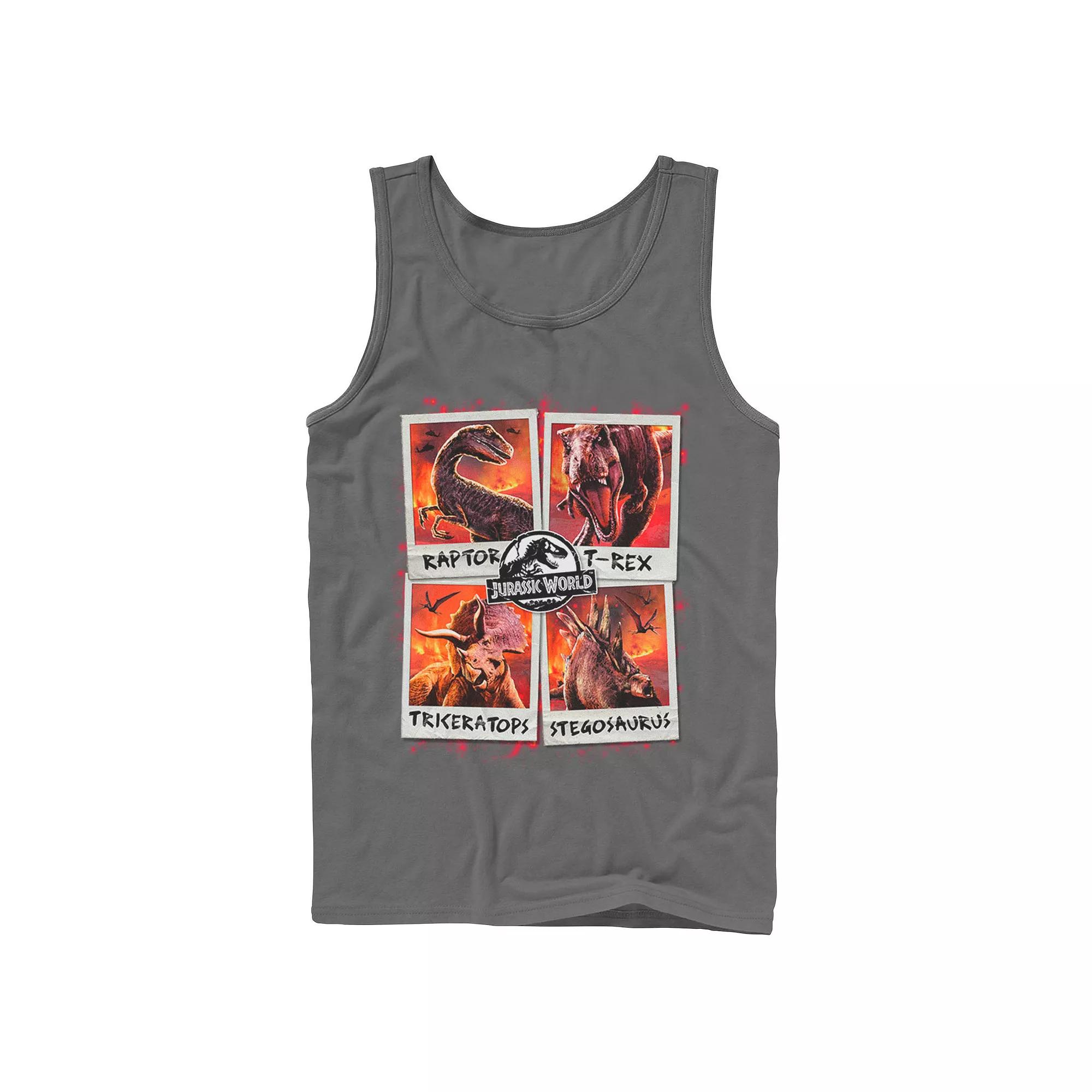 Men's Jurassic World Two Dino Vacation Polaroids Tank Top,  Product Image