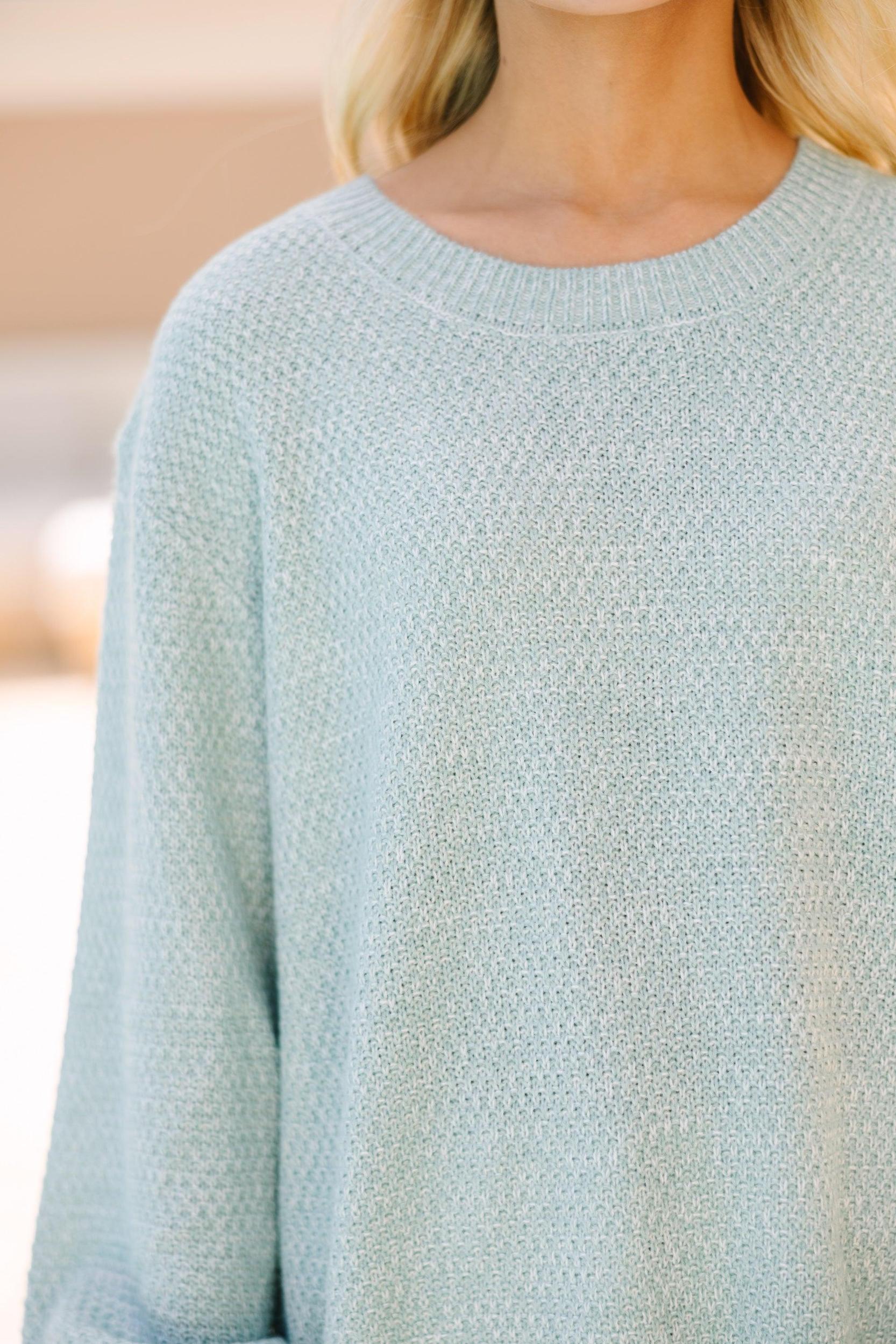 The Slouchy Light Green Bubble Sleeve Sweater Female Product Image