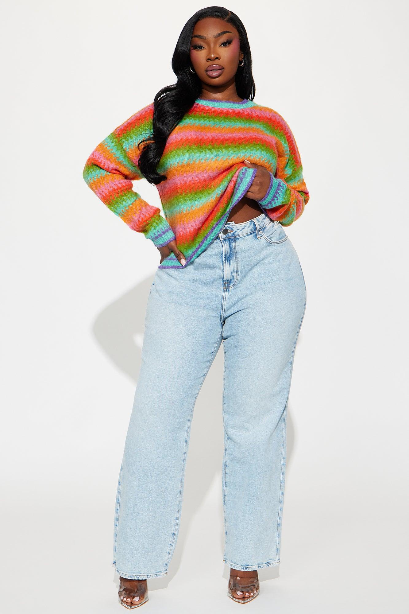 Sweet Life Striped Sweater - Multi Color Product Image