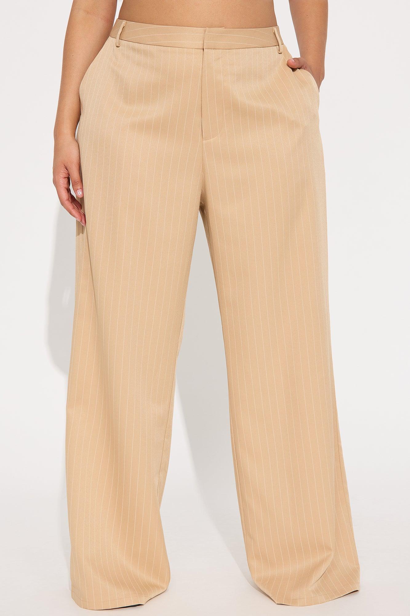 Kelsey Pinstripe Trouser - Tan Product Image