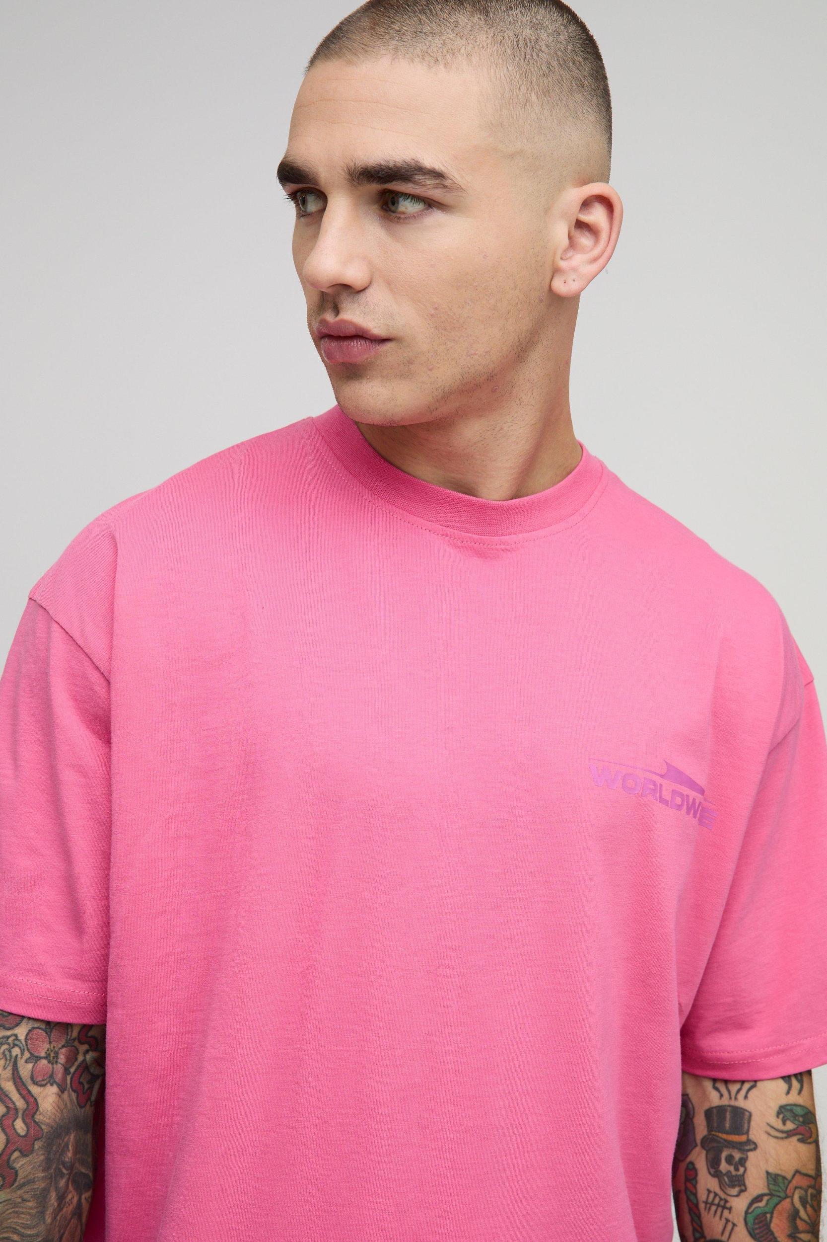 Oversized Worldwide Graphic T-Shirt & Short Set | boohooMAN USA Product Image