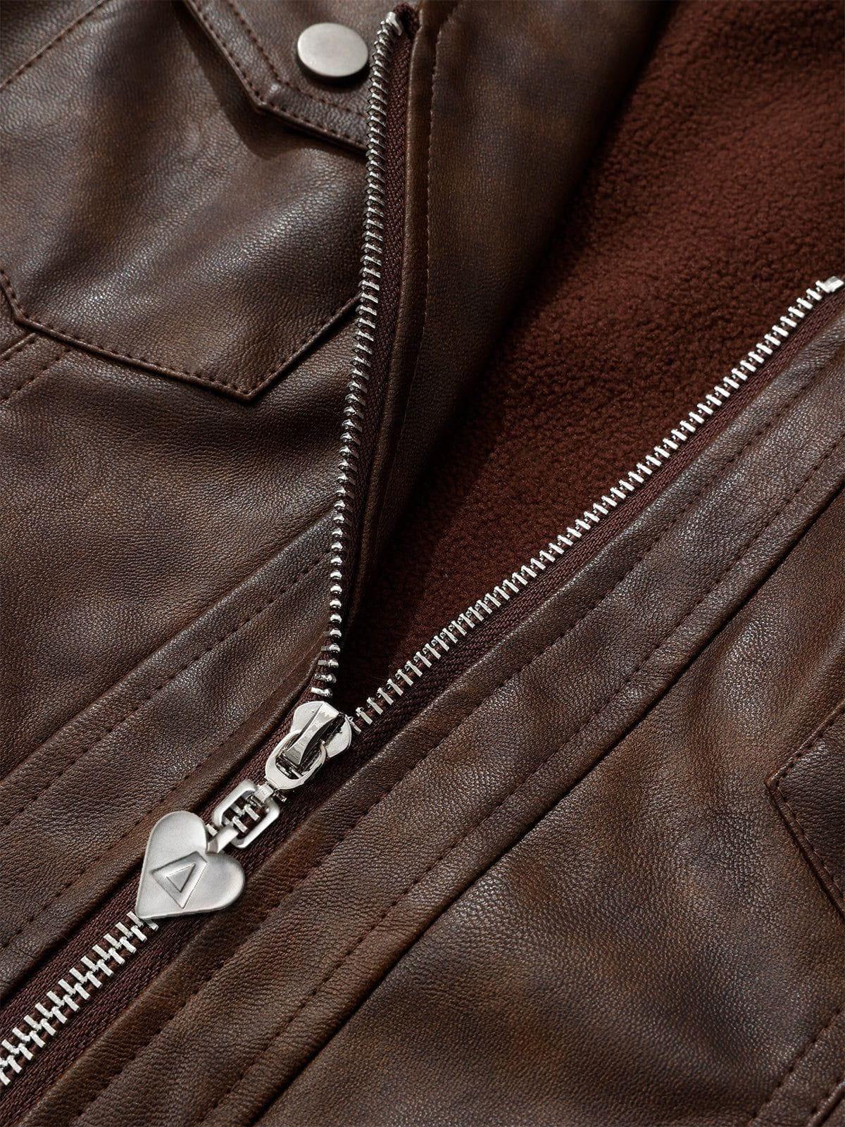 Aelfric Eden Fur Collar Faux Leather Jacket Female Product Image