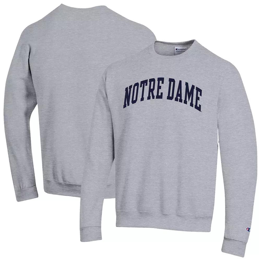 Men's Champion Heather Gray Notre Dame Fighting Irish Basic Arch Fleece Pullover Sweatshirt,  Product Image