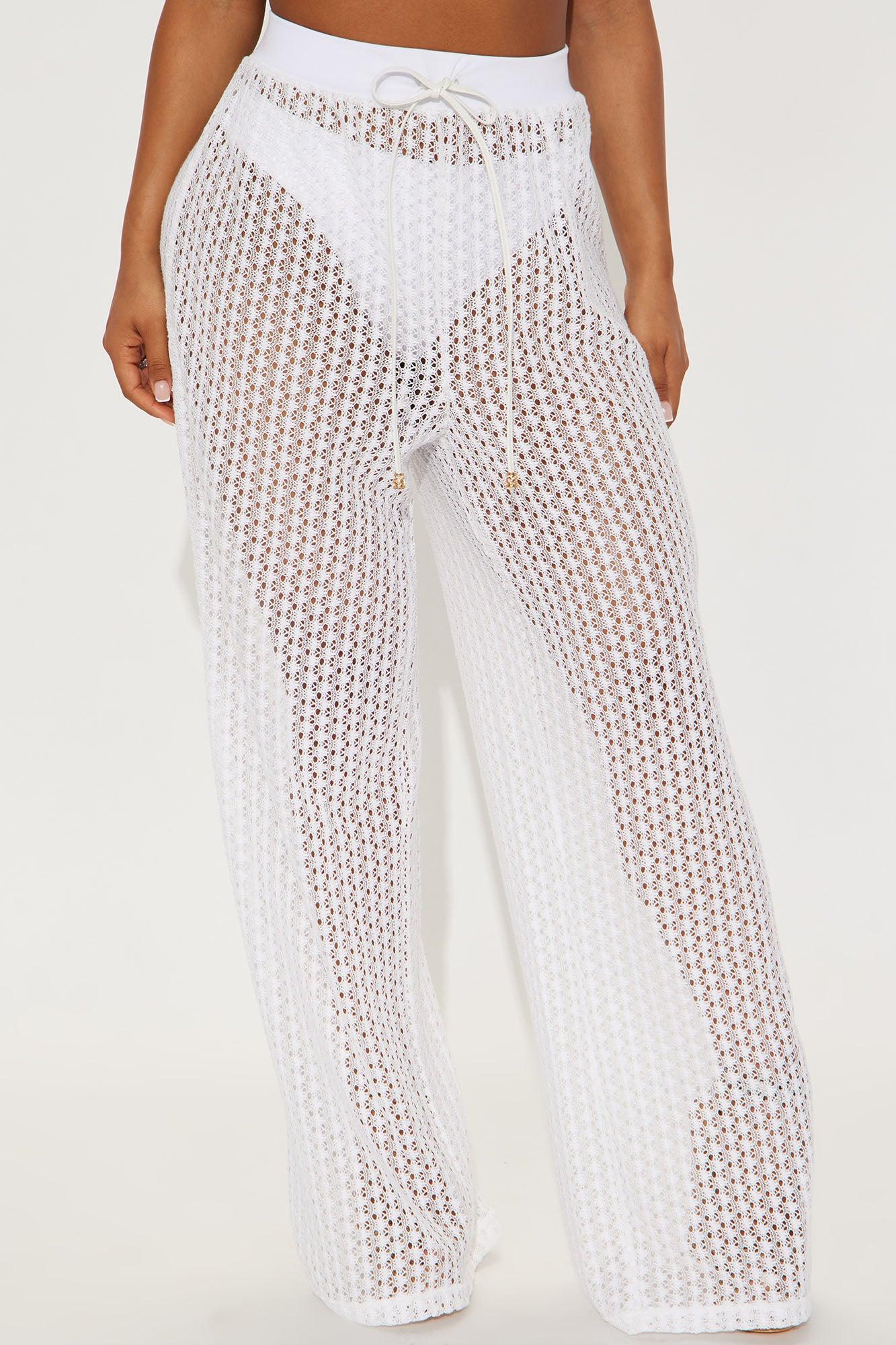 Abby Swim Cover Up Pants - White Product Image