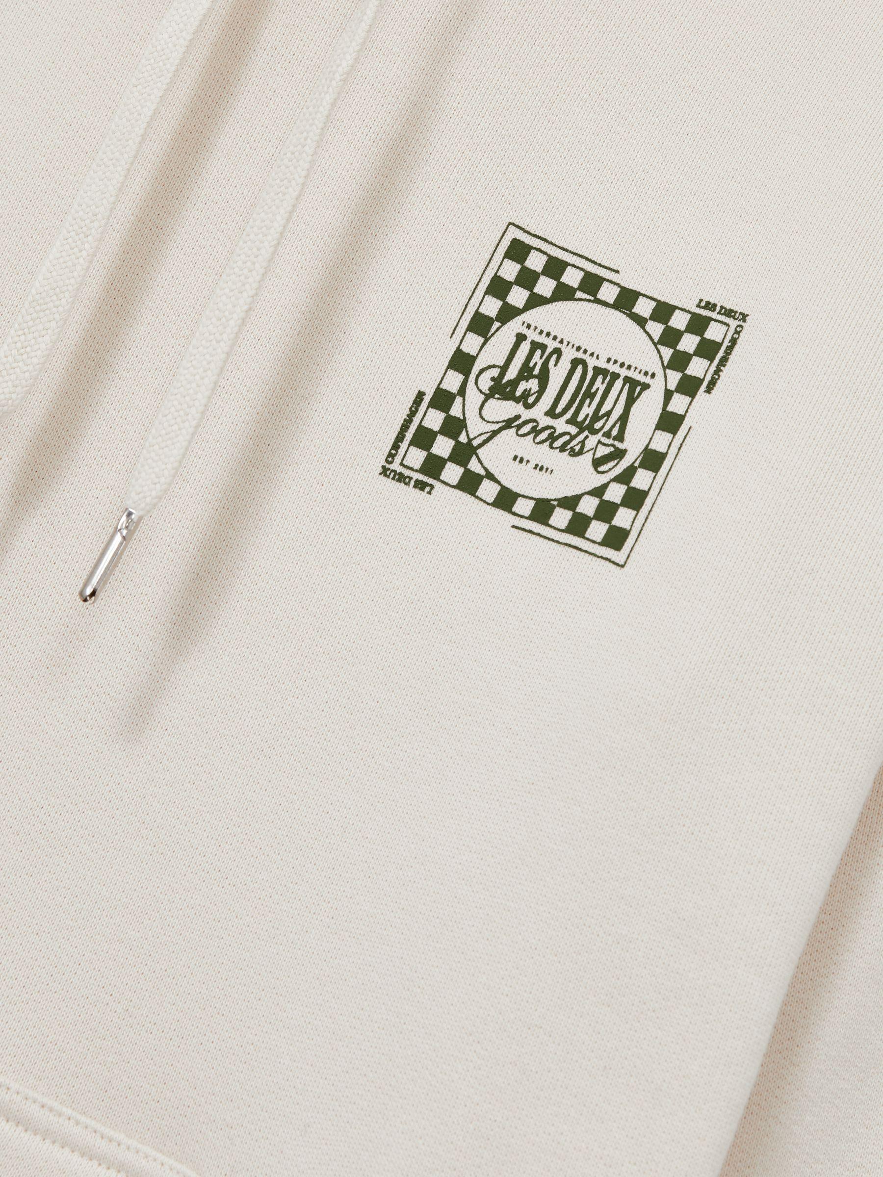 Les Deux 100% Cotton Goods Print Hoodie in Ivory/Green Product Image