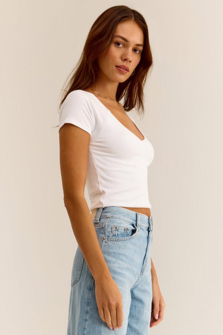 Kallen Rib Top- White Product Image