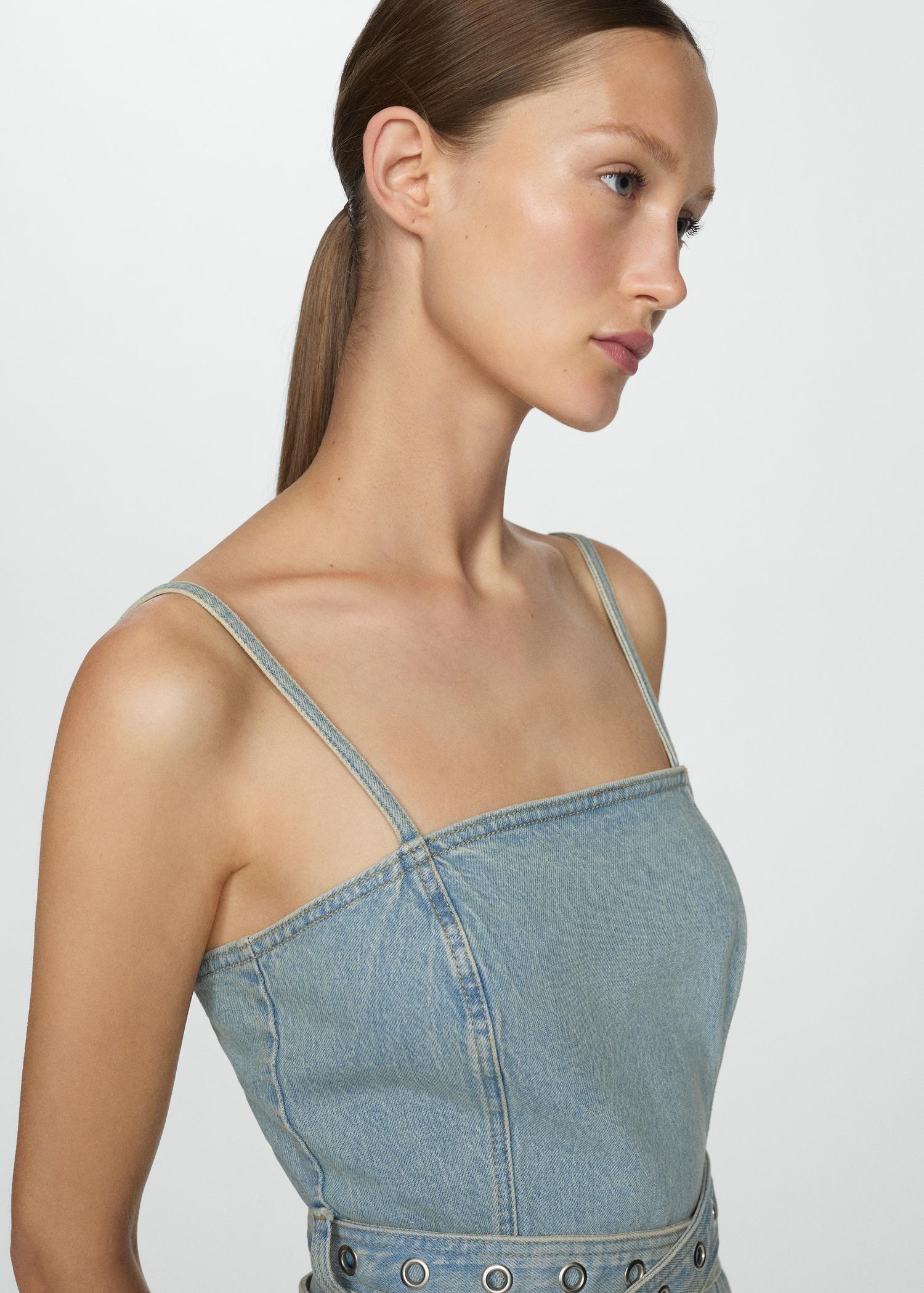 Denim dress with belt - Women | MANGO USA Product Image