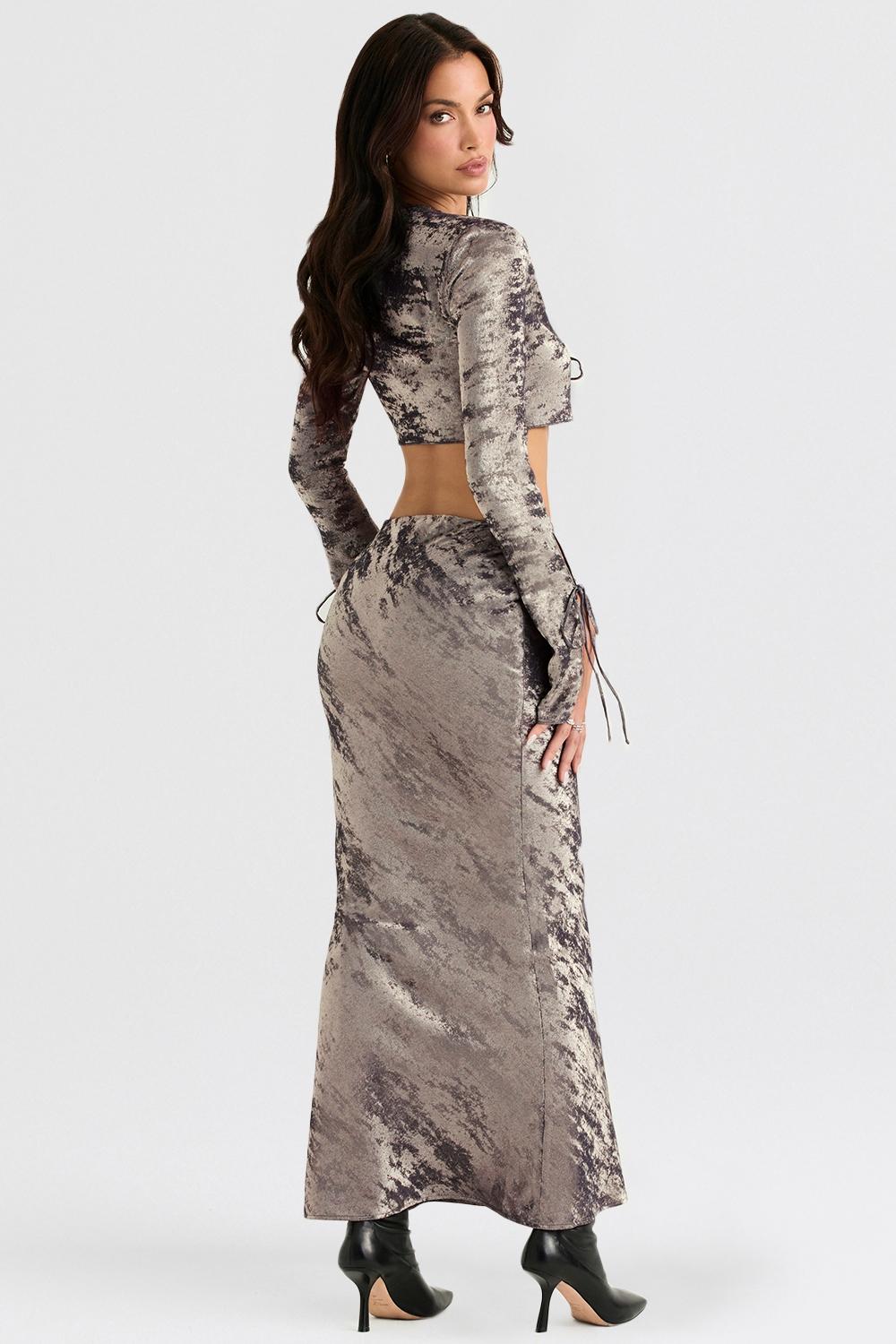 Giulia  pewter shimmer velvet satin top Product Image