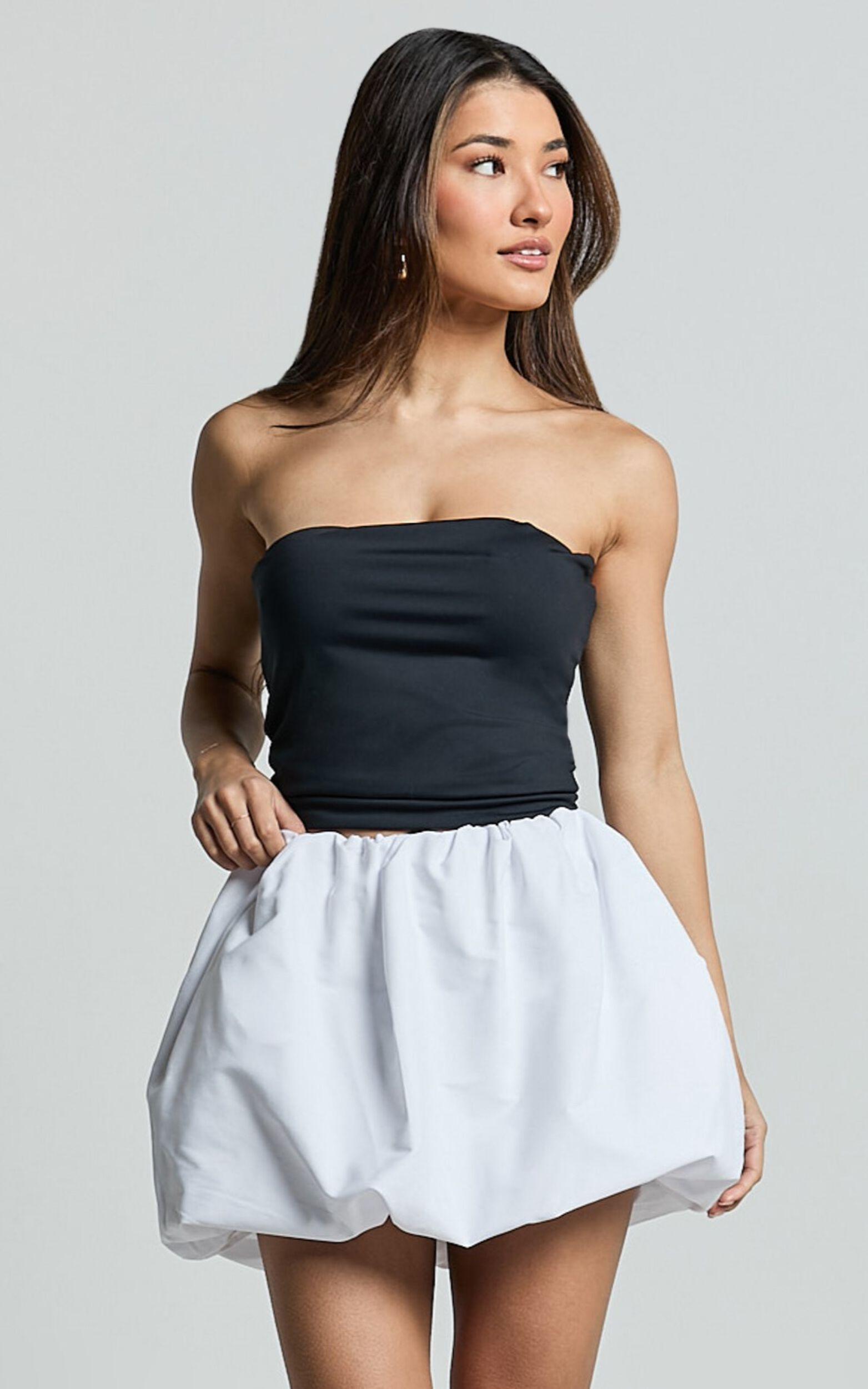 Abbey Mini Skirt - Bubble Hem Skirt in White Product Image