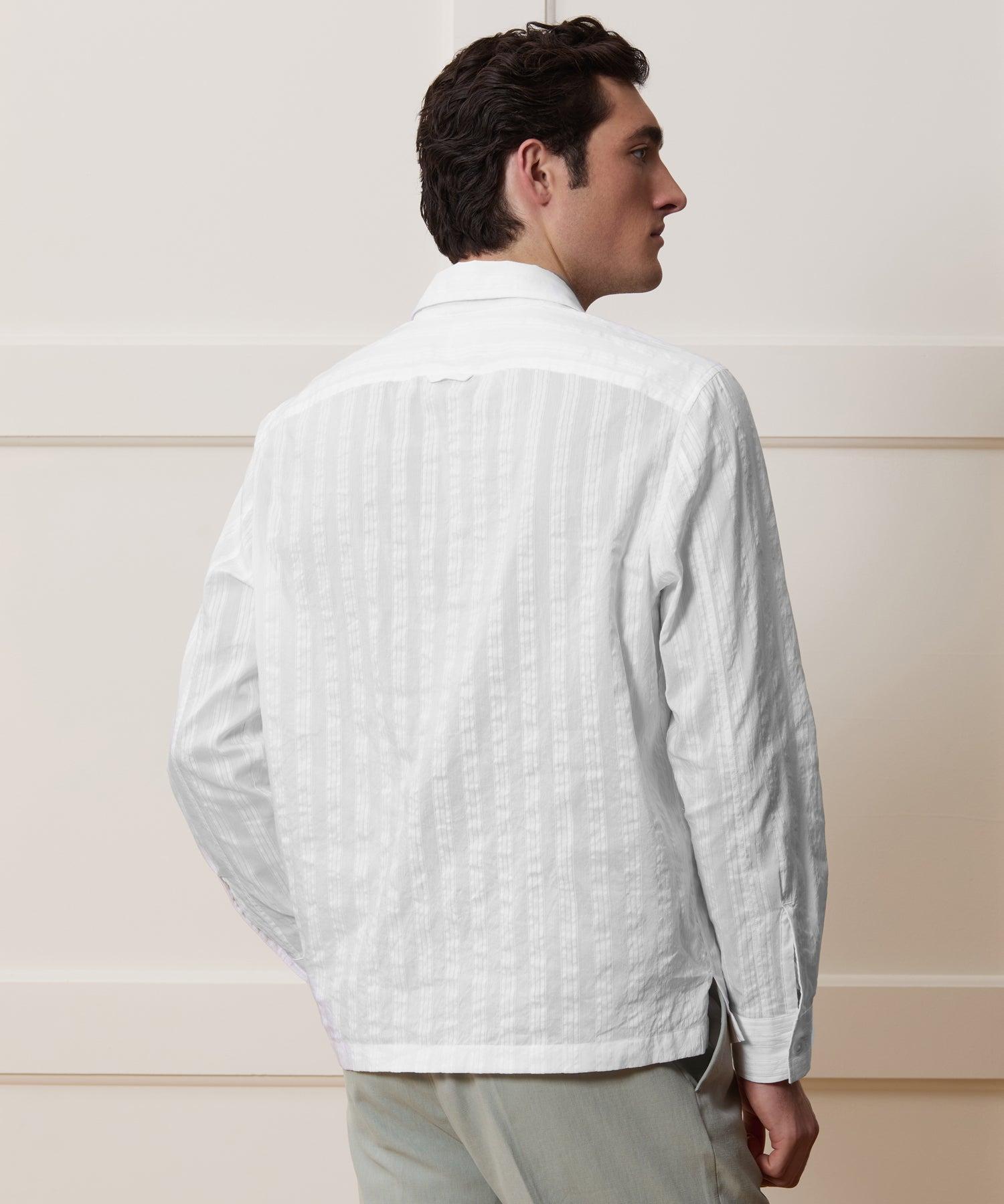 Relaxed Cotton-Silk Jacquard Camp Collar Shirt Product Image