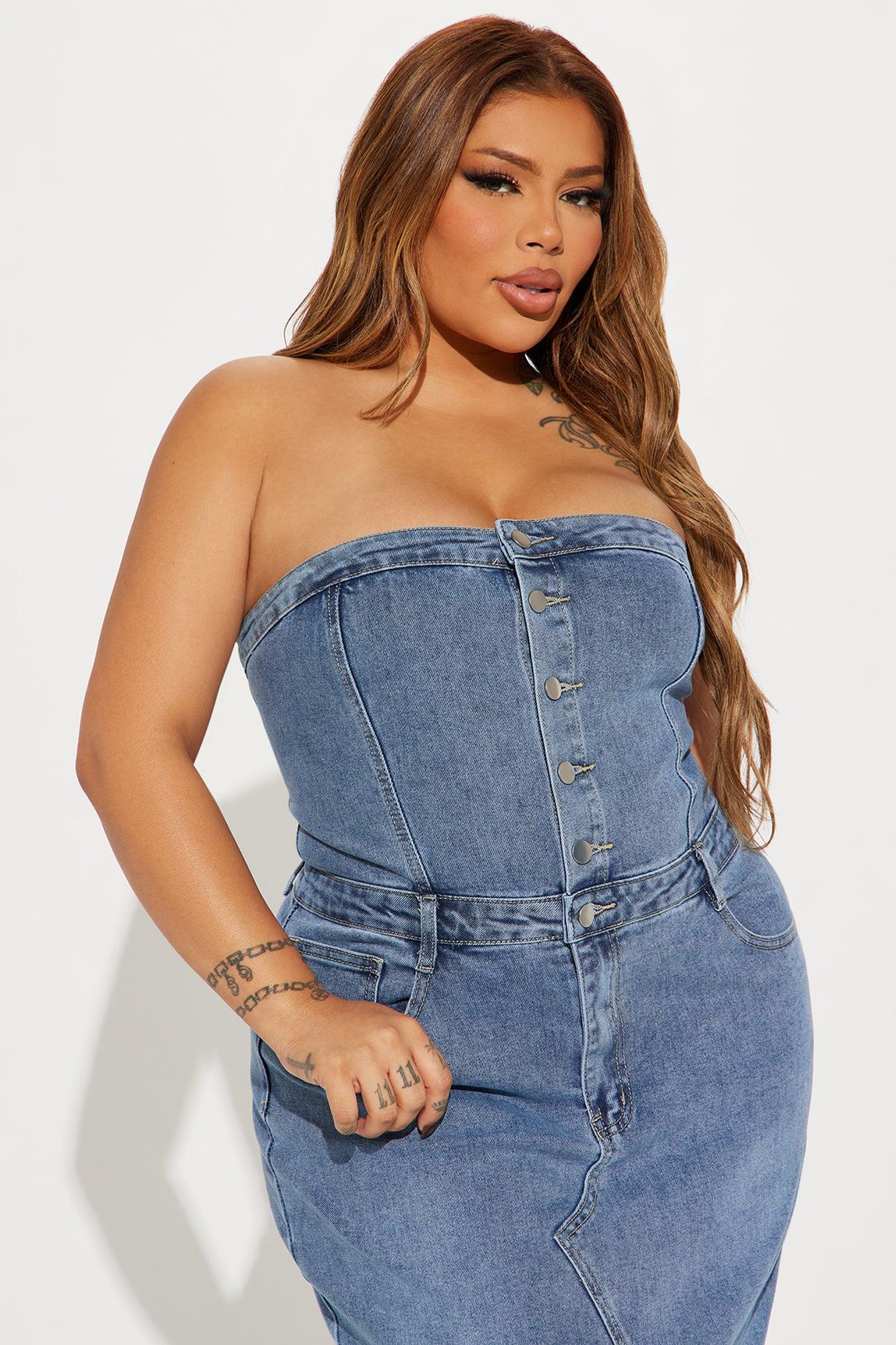 Christa Denim Maxi Dress - Medium Wash Product Image