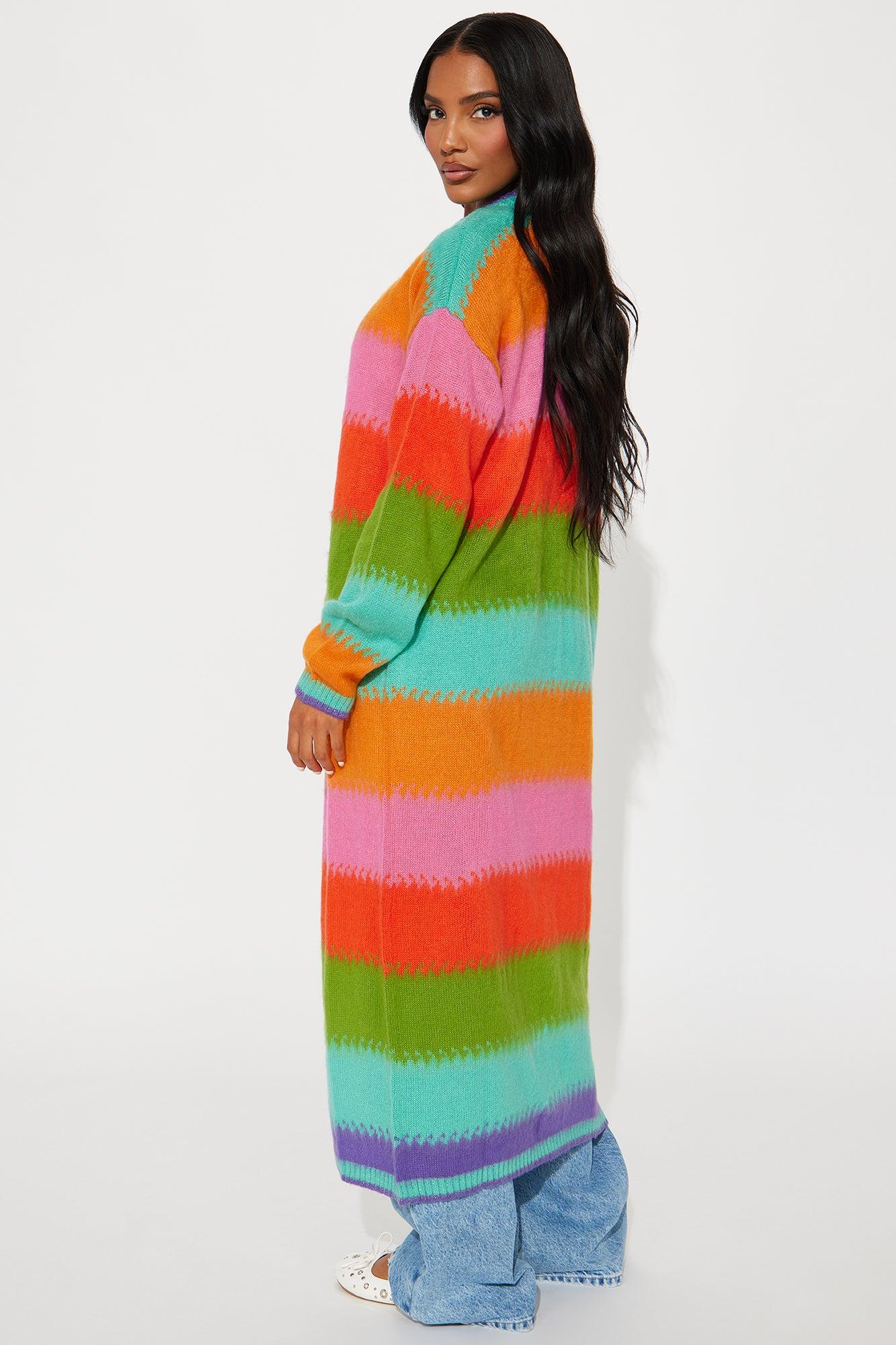 Poppy Striped Long Cardigan - Multi Color Product Image