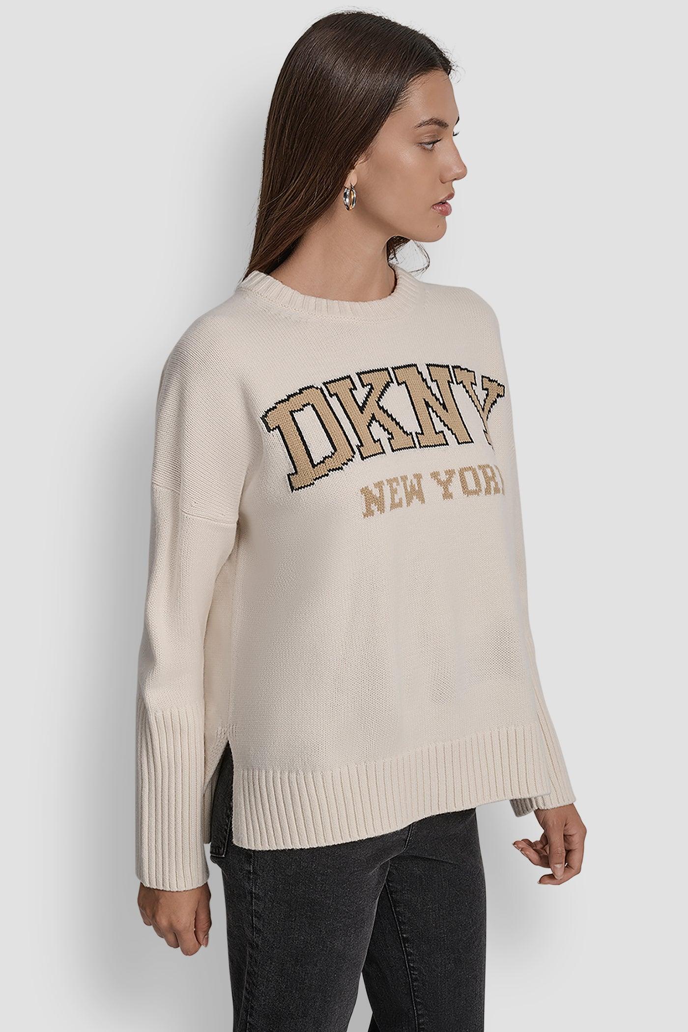 VARSITY LOGO INTARSIA CREW NECK RELAXED SWEATER Product Image