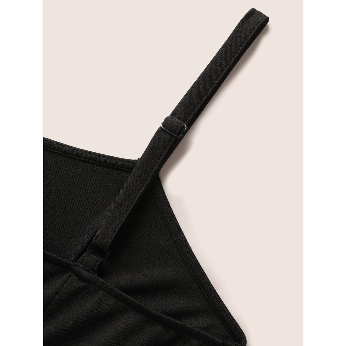 Plus Size Solid V Neck Back Bowknot Cami Top Women Black Elegant Bowknot V-neck Everyday Tank Tops Camis BloomChic 12/L Product Image