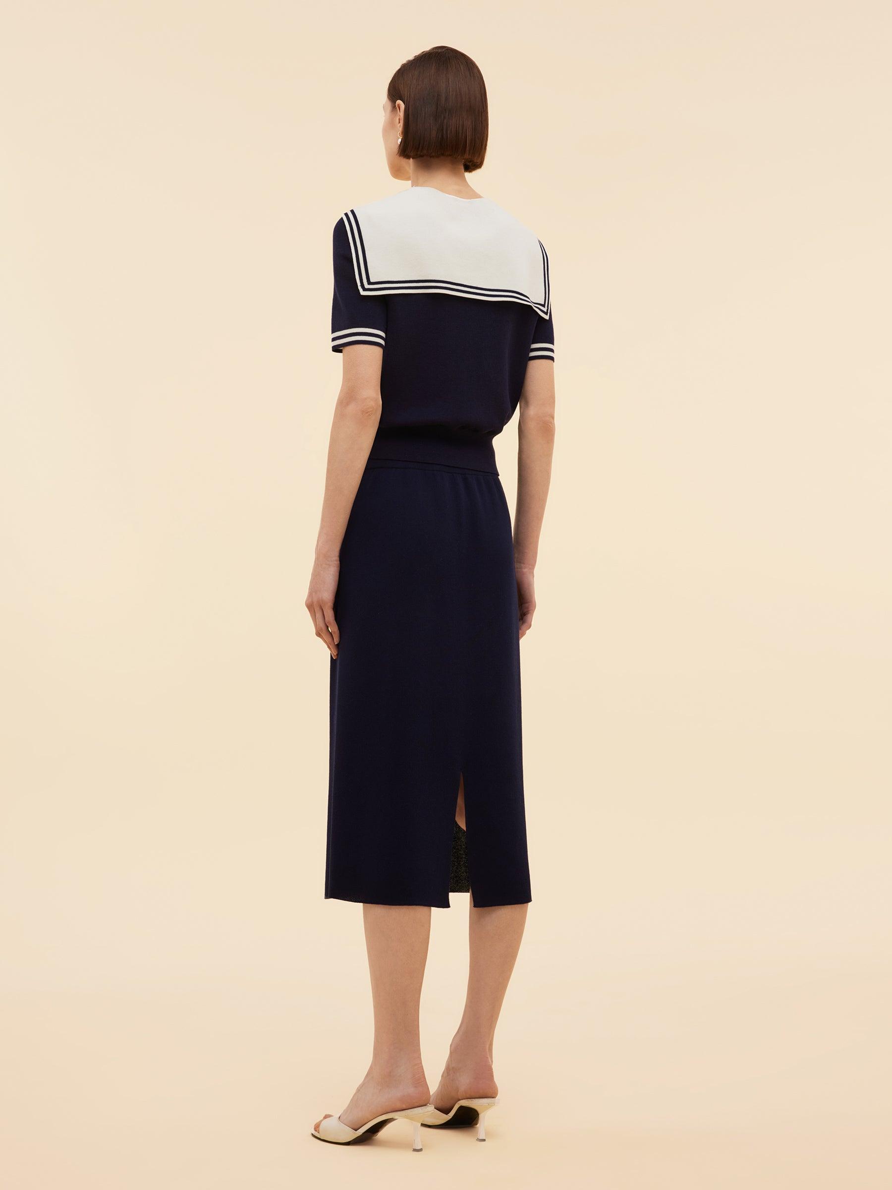 Tencel Blend Knit Top And Column Skirt Two-Piece Set Product Image