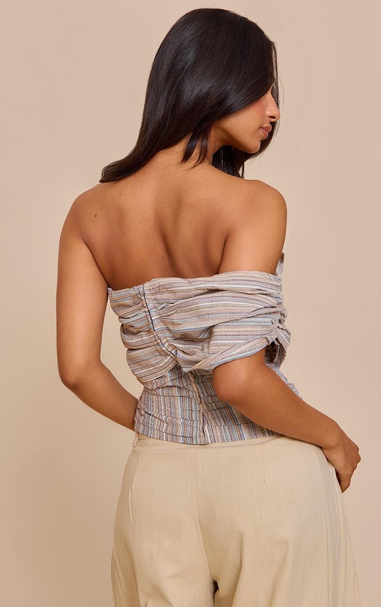 Petite Multi Stripe Ruched One Shoulder Top Product Image