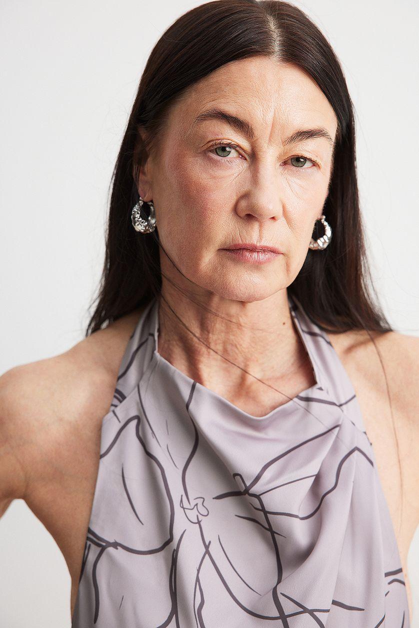 Halterneck Satin Draped Top Product Image