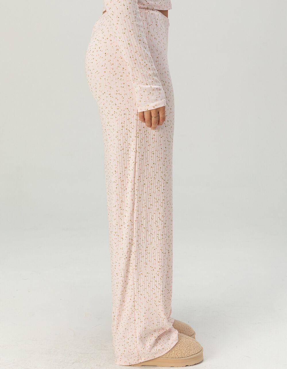 FULL TILT Pointelle Floral Pajama Pants - BLUE COMBO Product Image