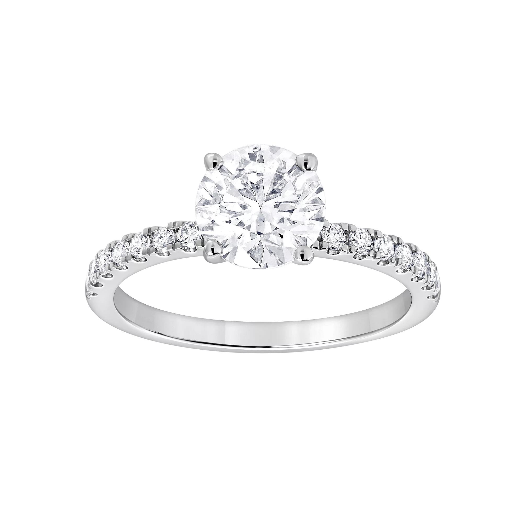 Diamond Brilliance 14k White Gold 1 1/4 Carat T.W. Lab-Grown Diamond Round Center Engagement Ring, Women's, Size: 9, 14k Gold Product Image