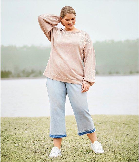 Nurture by Westbound Plus Size Crop Kick Flare Patch Pocket Jeans Product Image
