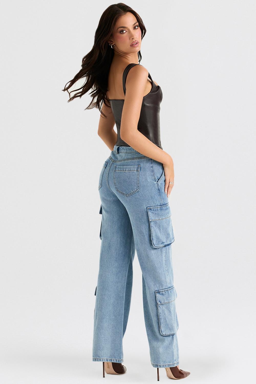 Ria  blue washed utility jeans Product Image