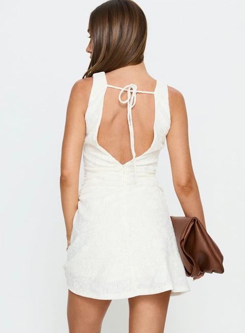 Falling Stars Ruched Mini dress Cream Product Image