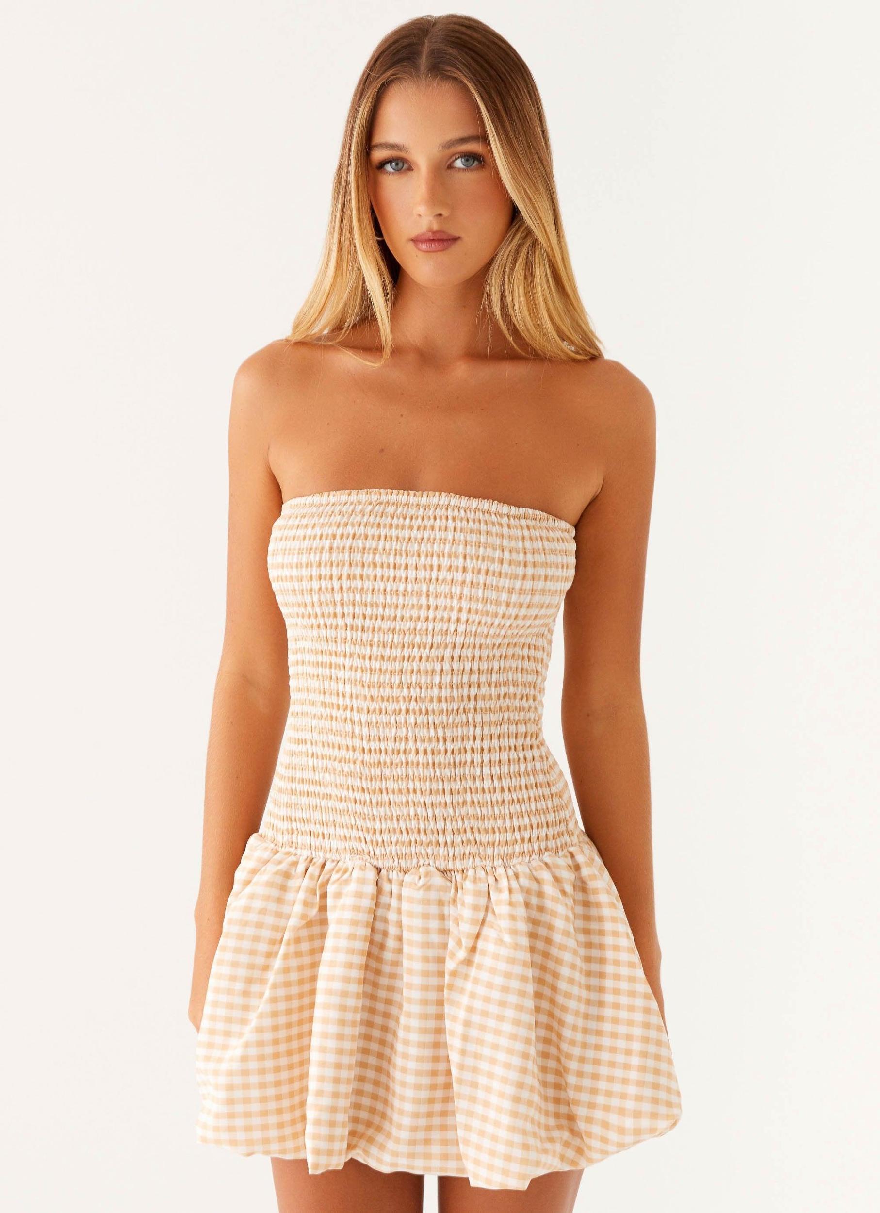 Cassidy Mini Dress - Orange Gingham Product Image