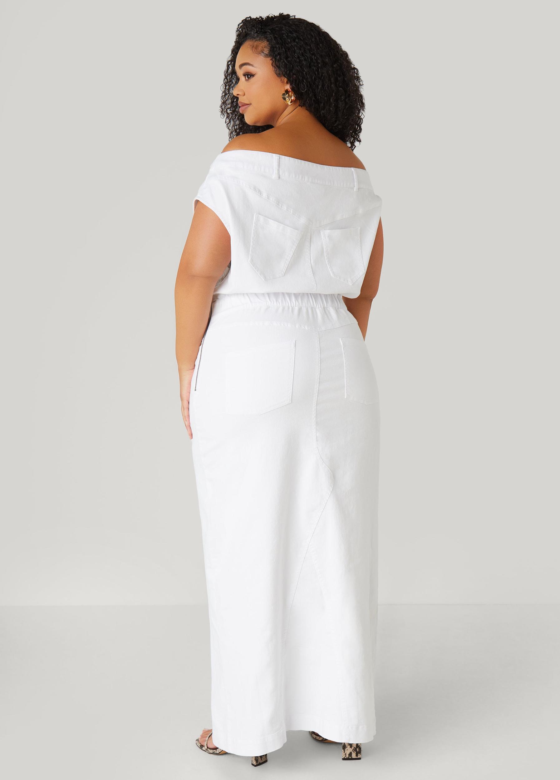 Plus Size Off The Shoulder Denim Maxi Dress Ashley Stewart Product Image