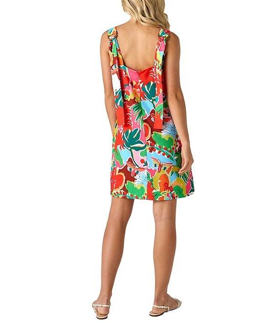 CROSBY by Mollie Burch Warren Tropical Floral Printed Square Neck Sleeveless Shift Dress Product Image