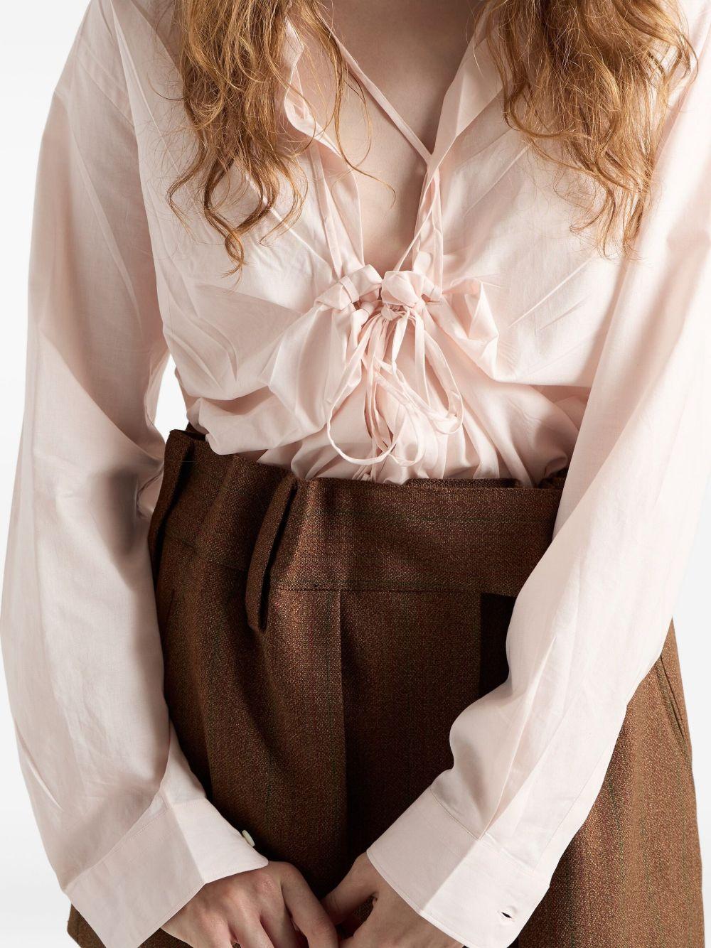 lace-up cotton shirt Product Image