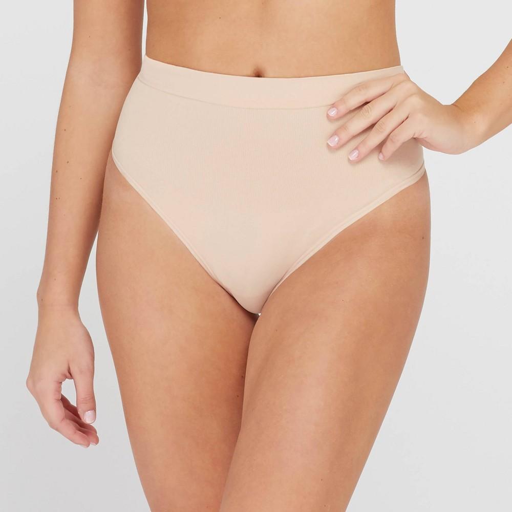 ASSETS by SPANX Women's All Around Smoothers Thong - Beige 1X: Medium Control Top, Tummy Slimming, Light Compression Product Image