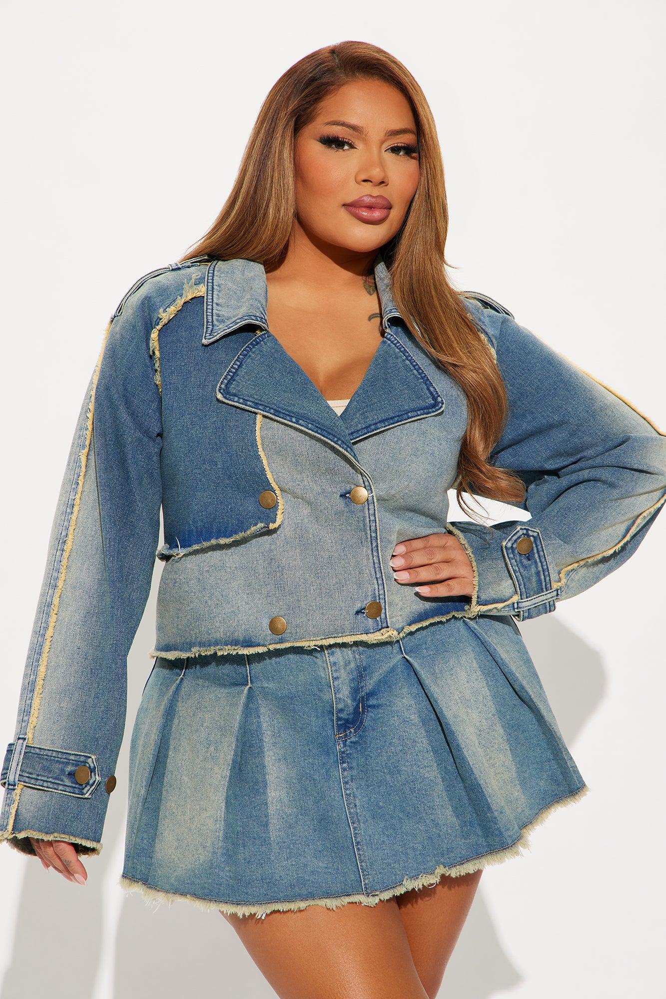 Lira Tinted Cropped Denim Trench Coat - Vintage Wash Product Image
