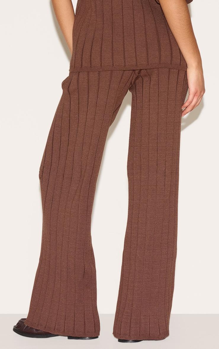 Petite Chocolate Wide Rib Knit Pants Product Image
