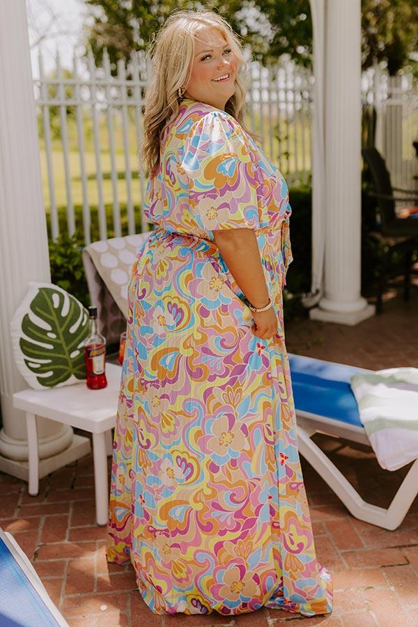 Sunny Views Satin Floral Wide Leg Jumpsuit Curves Product Image