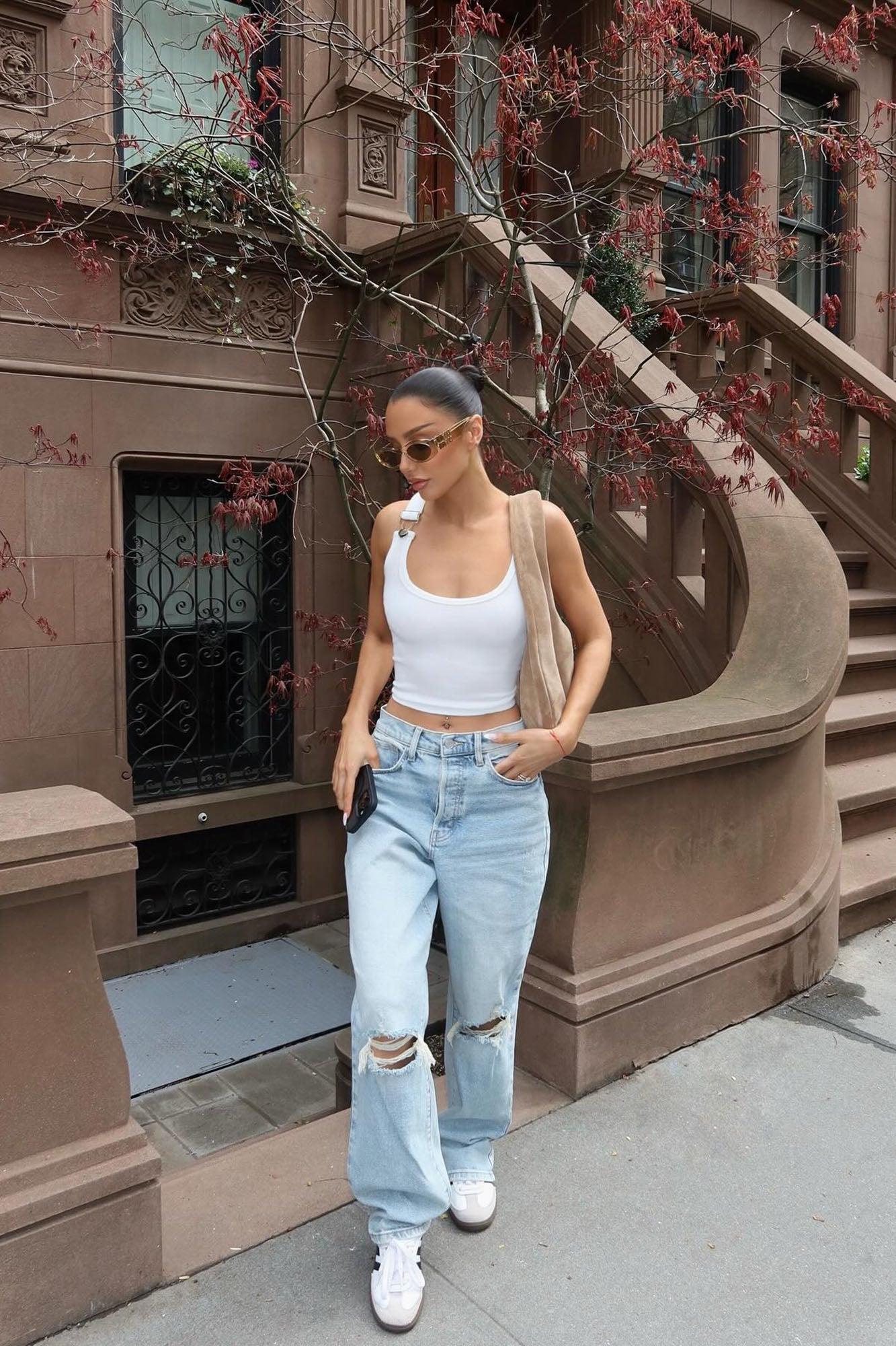 Olivia Overall Tank Top - White Product Image