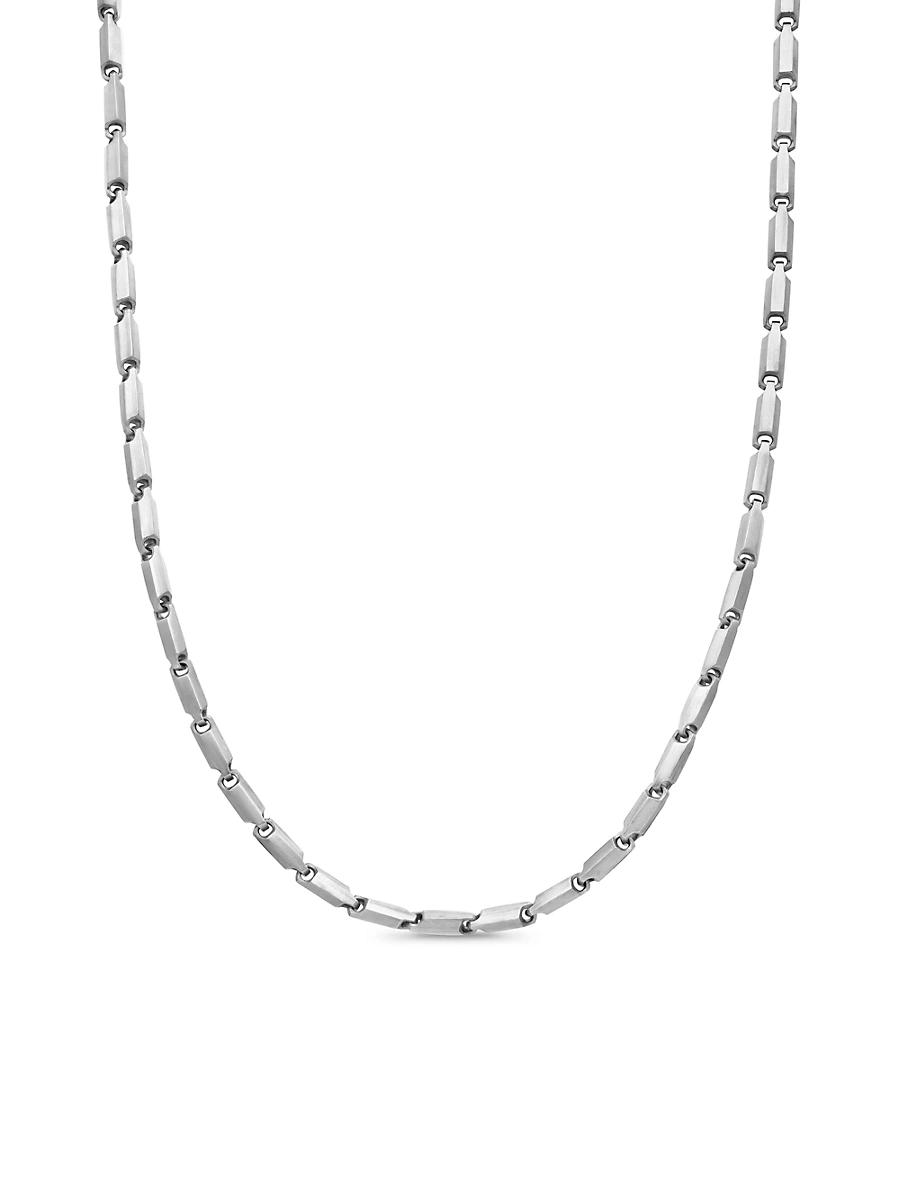 Mens Faceted Link Necklace in Sterling Silver Product Image